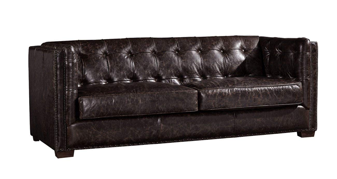 Tuxedo Leather Sofa - Dark Brown
