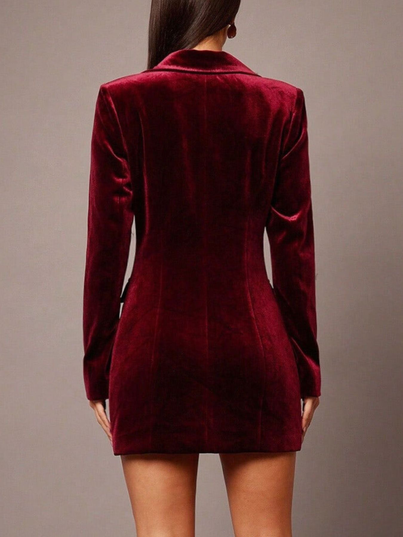 Velvet Double-Breasted Blazer Dress