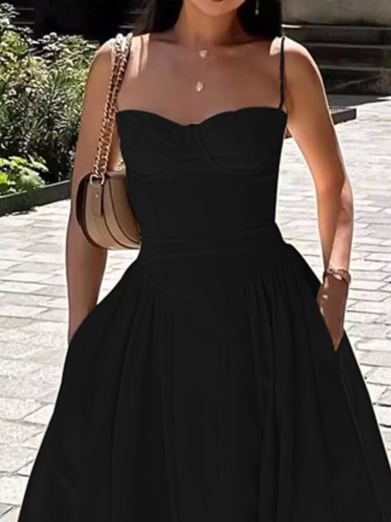 Sweetheart Neck Spaghetti Strap Midi Dress