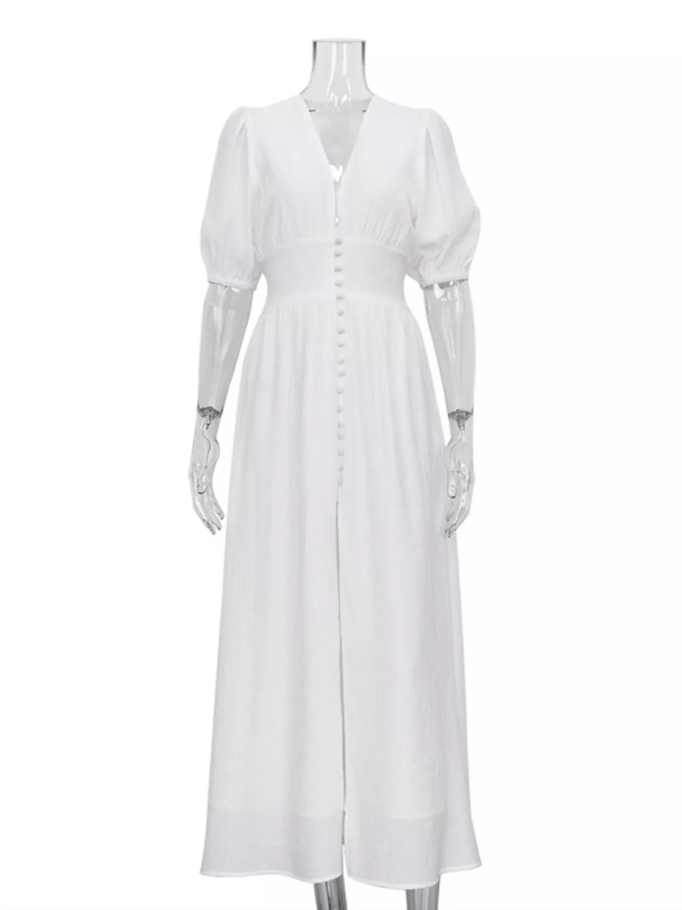 Slit Puff Sleeve Maxi Dress