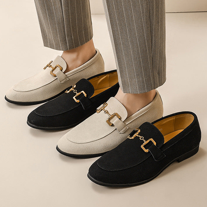 Mens Casual Leather Shoes With Metal Buckles