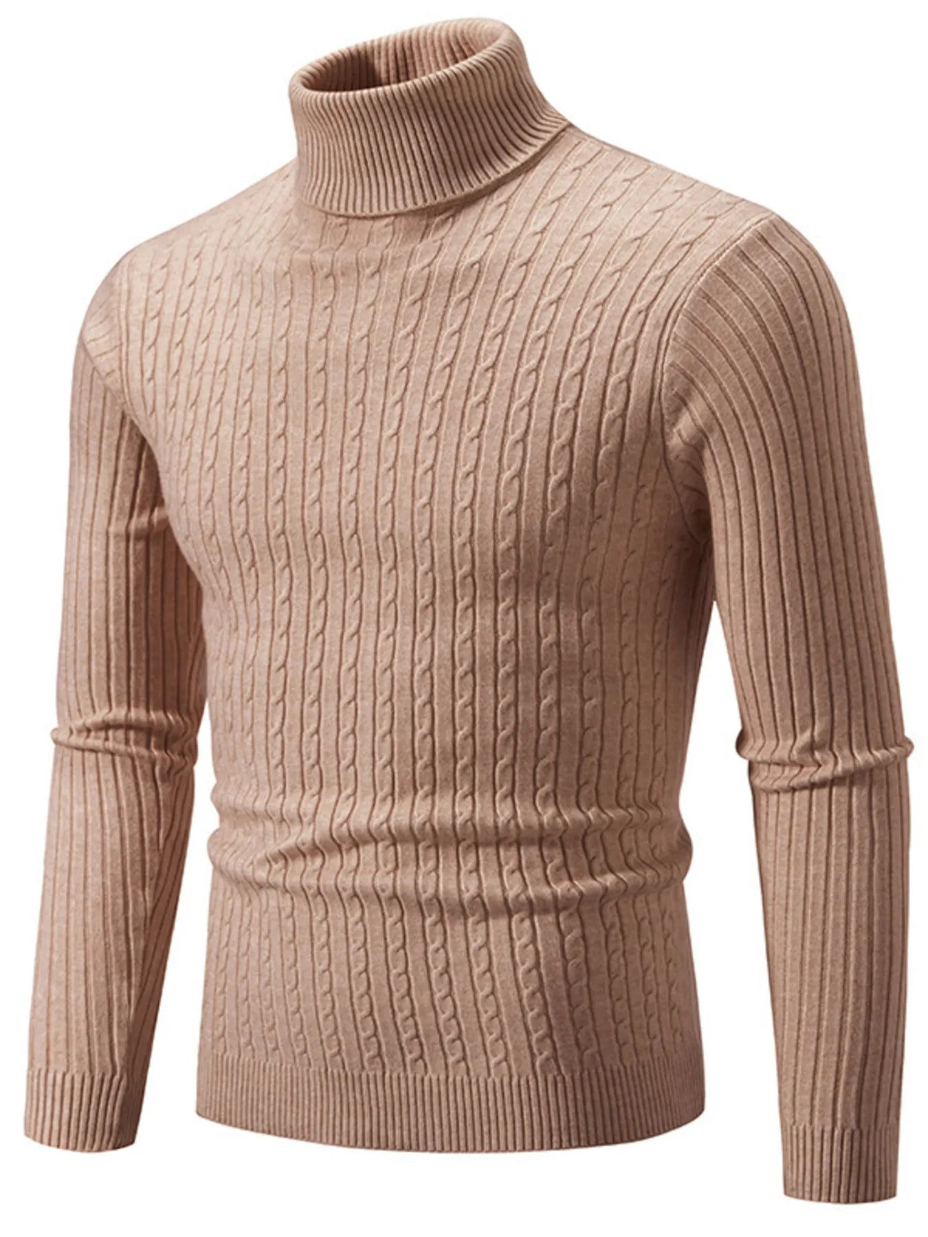 Men's Plus Size Ribbed Turtleneck Long Sleeve Sweater