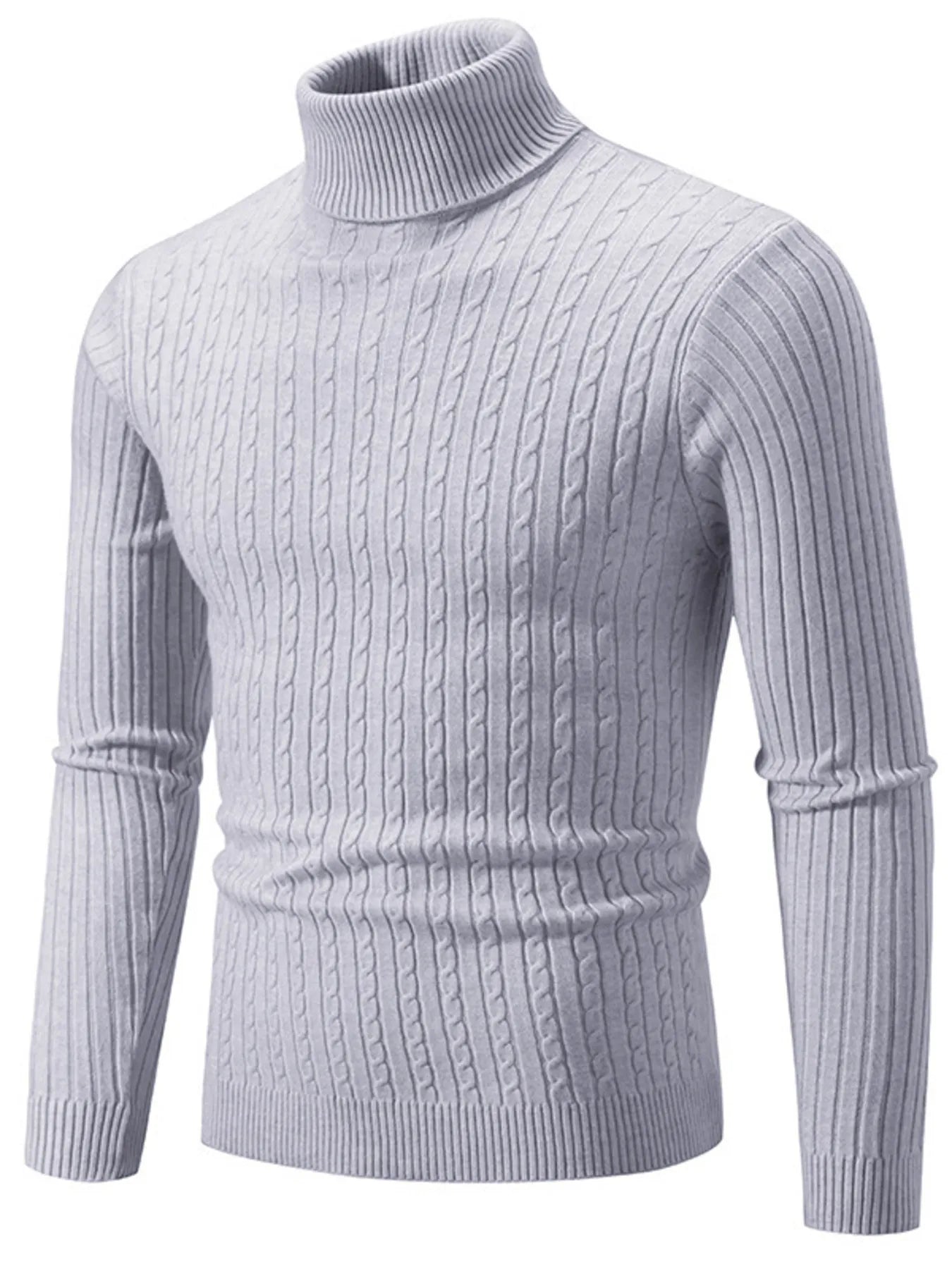 Men's Plus Size Ribbed Turtleneck Long Sleeve Sweater