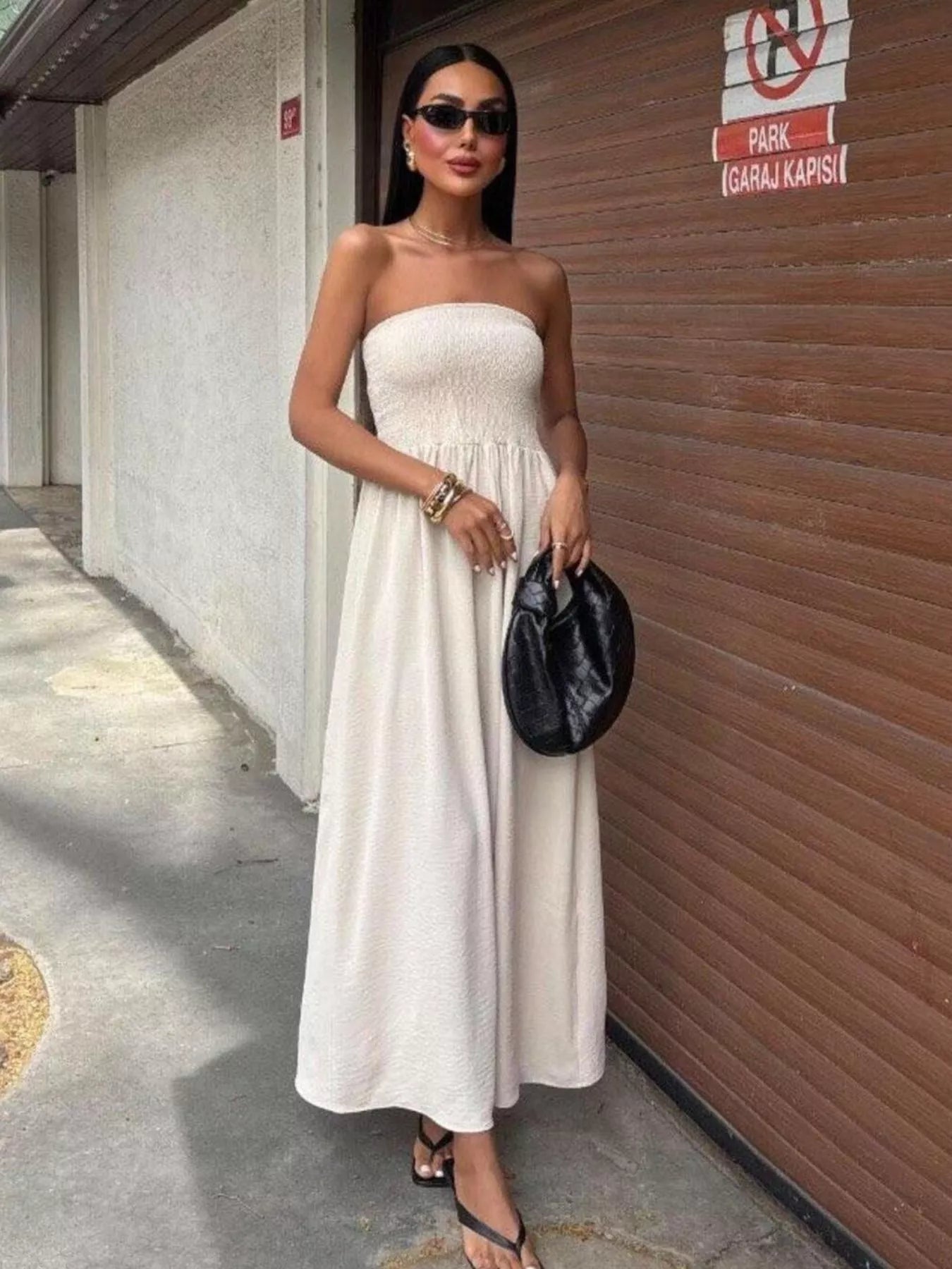 Strapless Smocked Maxi Dress