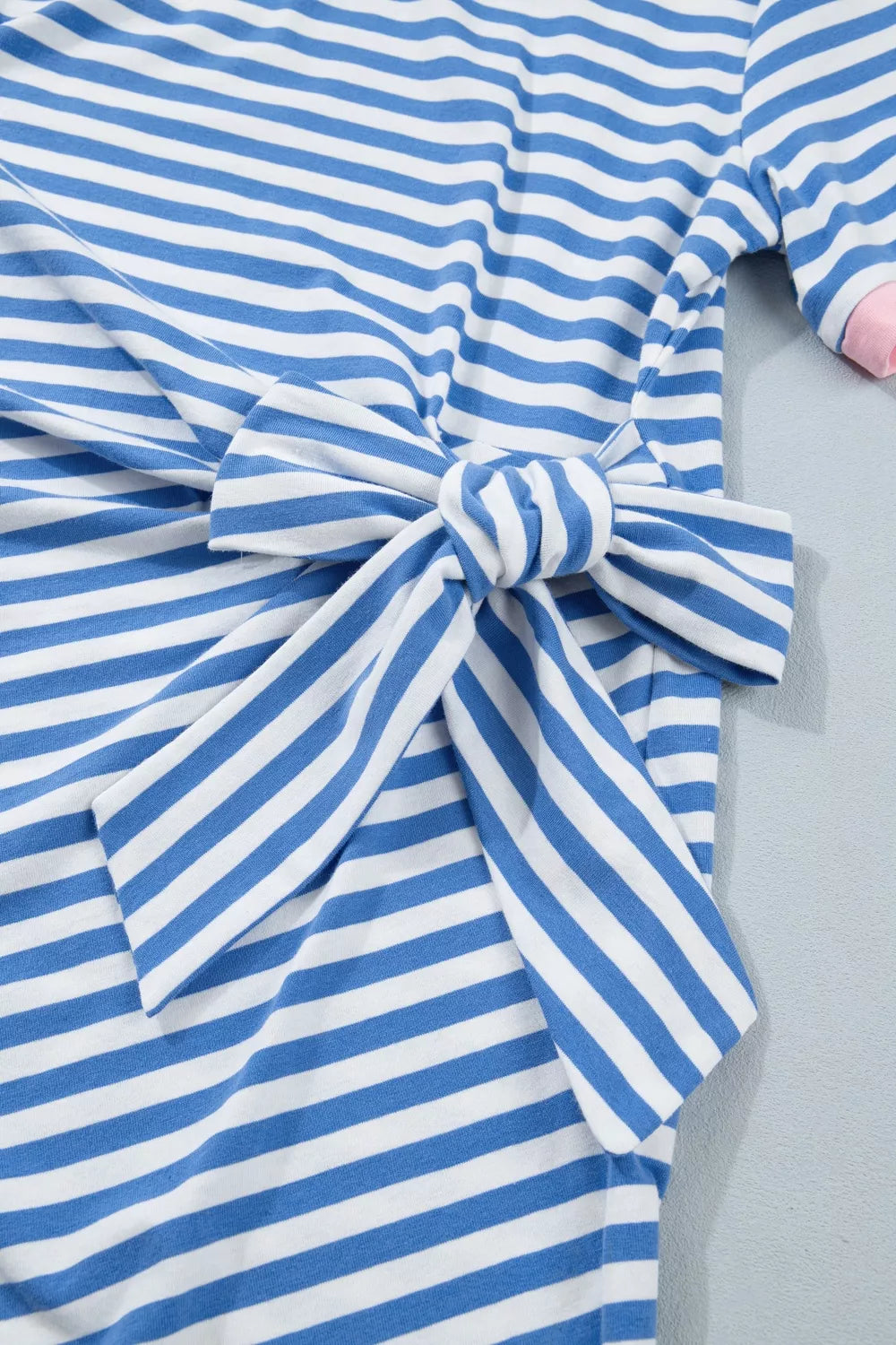 Stripe Nautical Tie Contrast Trim Round Neck T Shirt Mini Dress