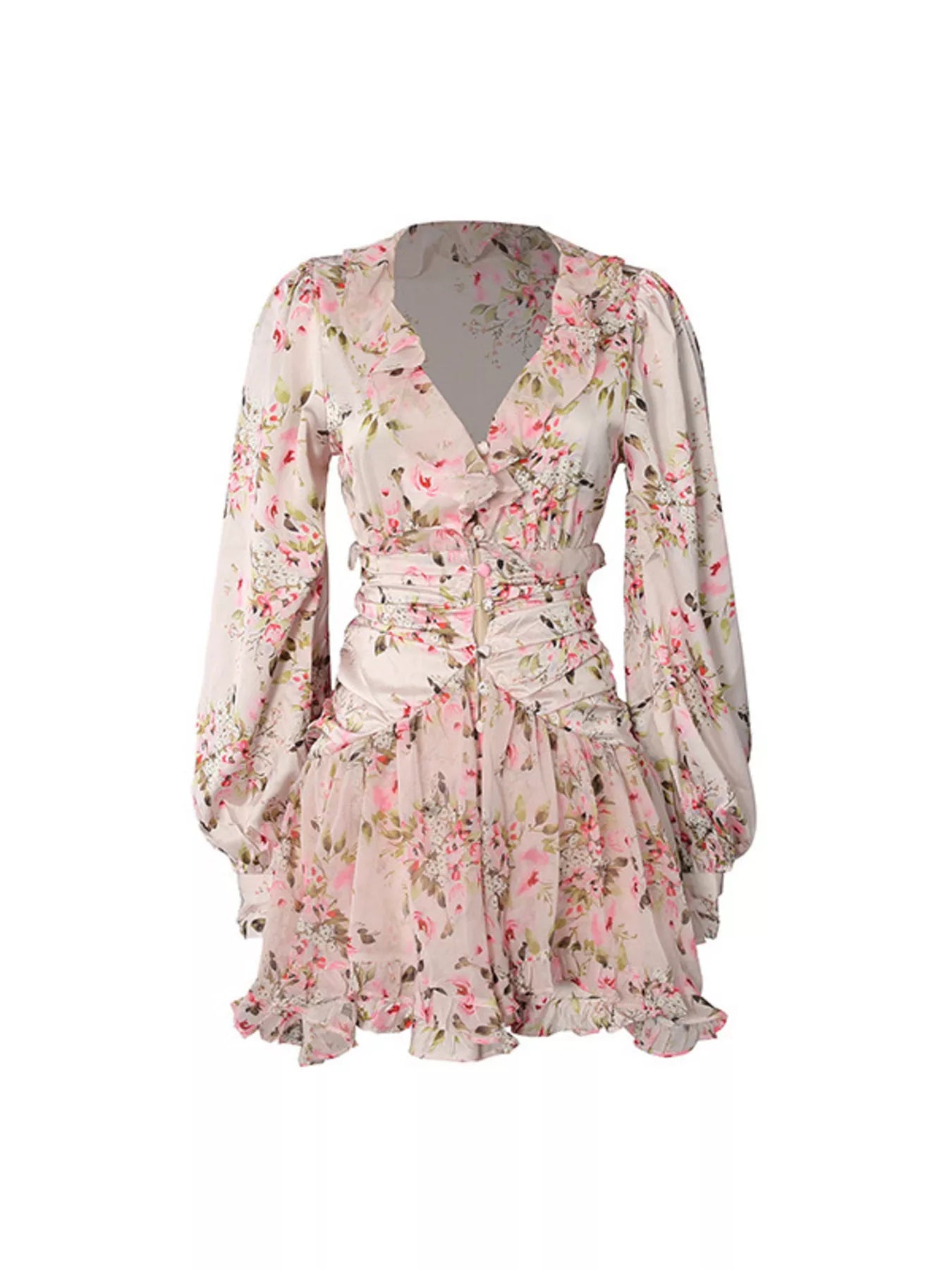 Floral Print Ruffle Mini Dress