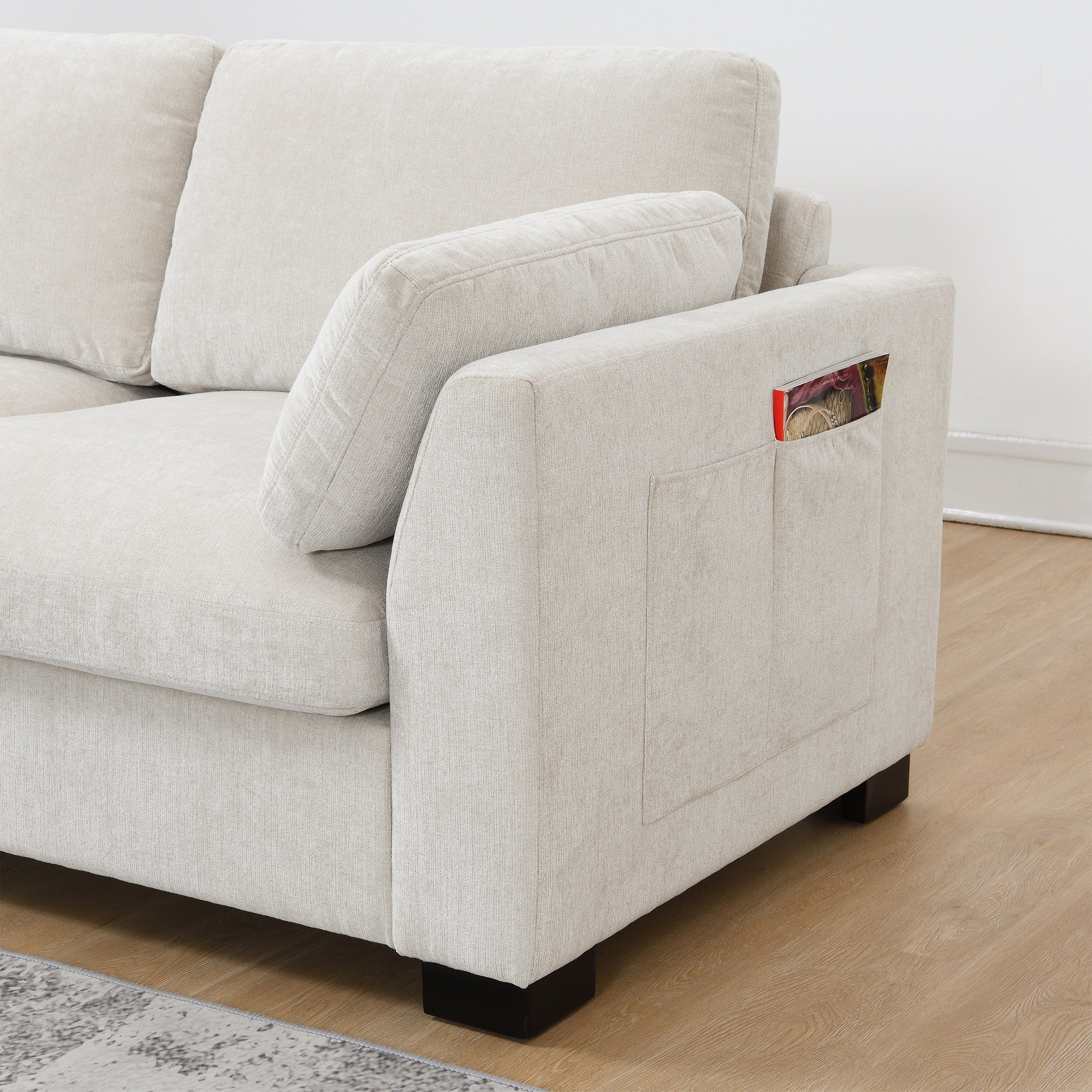 130" Modular Sectional Sofa with Folding Table and Charging Ports