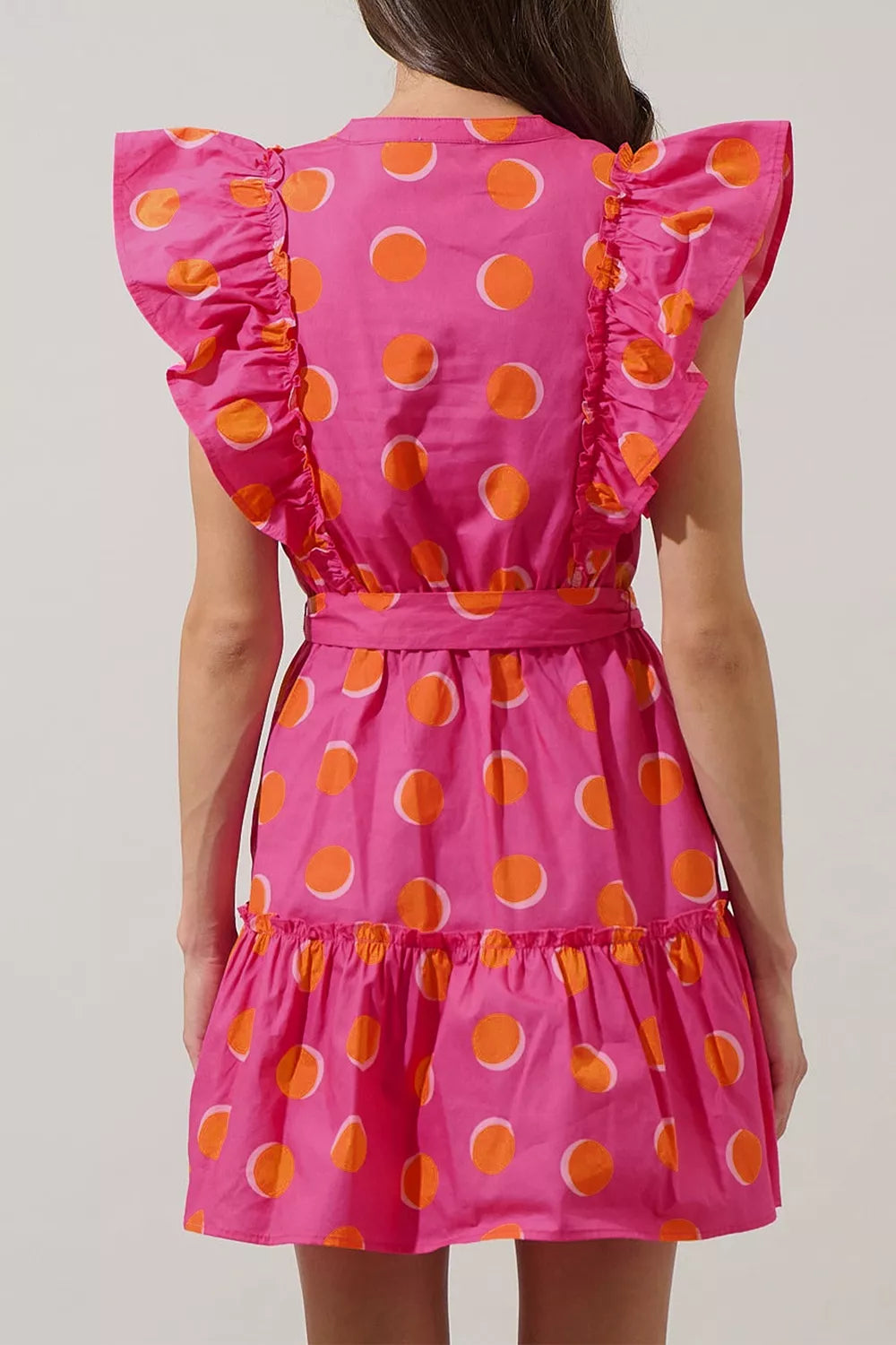 Ruffle Sleeve Polka Dot Mini Dress