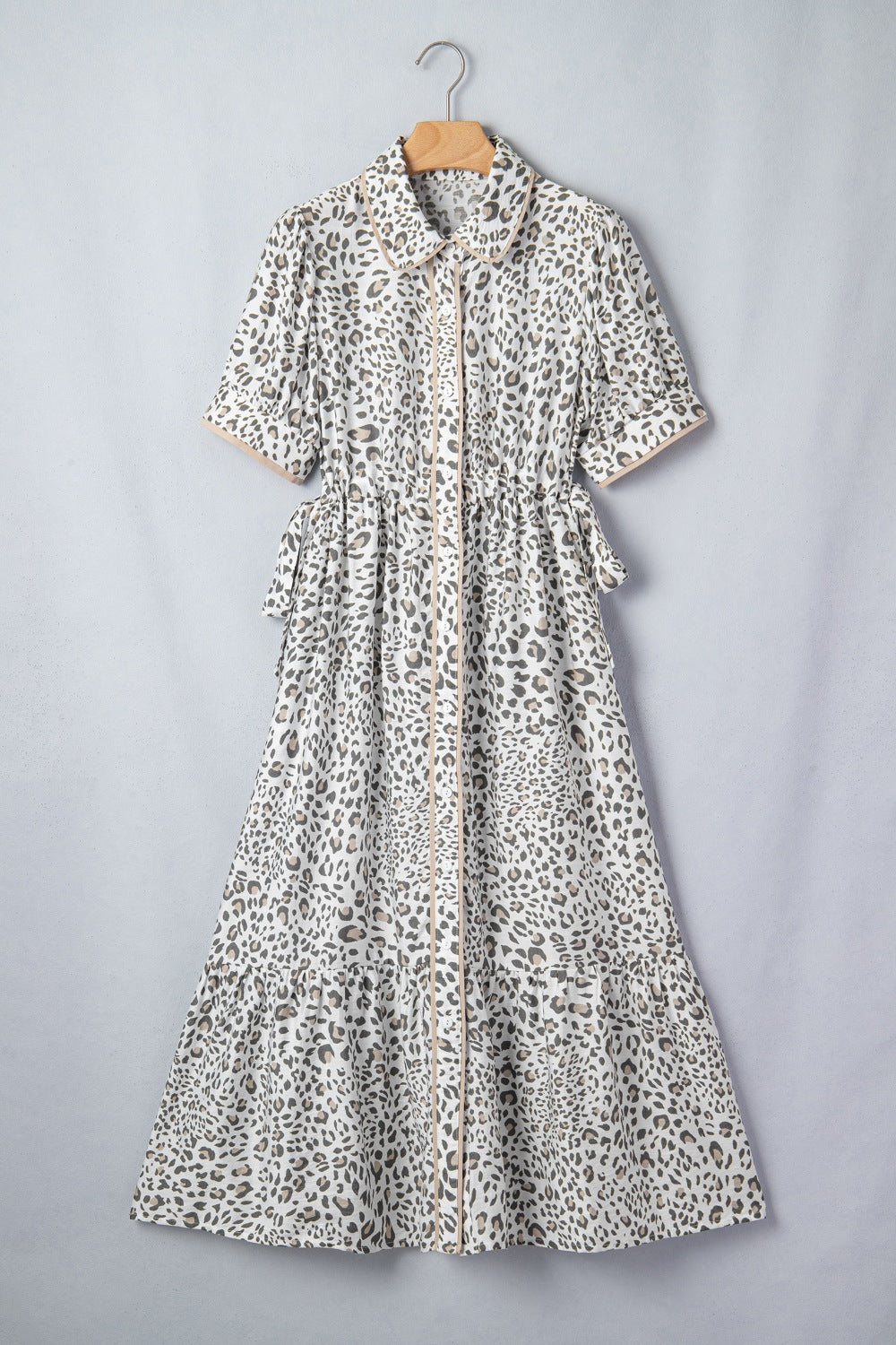 Leopard Print Button-Down Midi Dress
