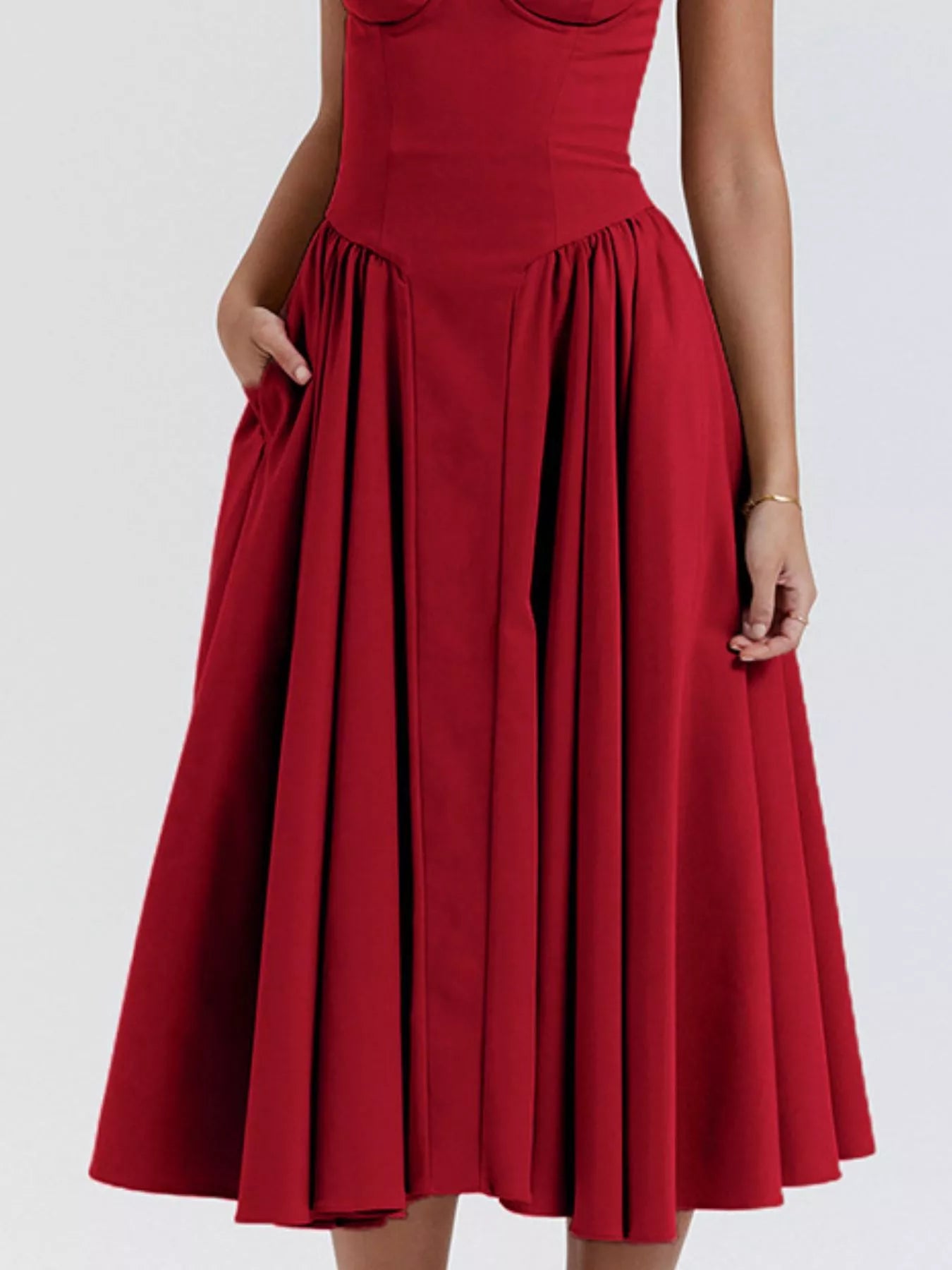 Sweetheart Neck Spaghetti Strap Midi Dress