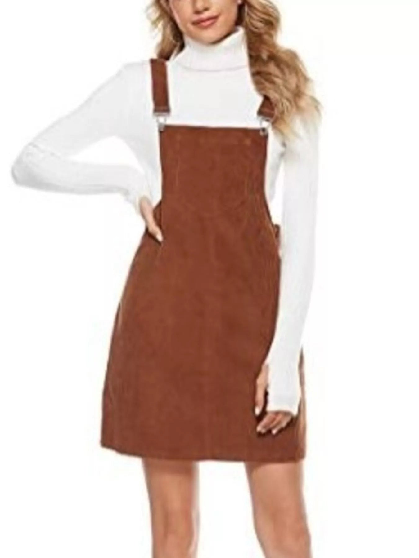 Corduroy Wide Strap Overall Dress