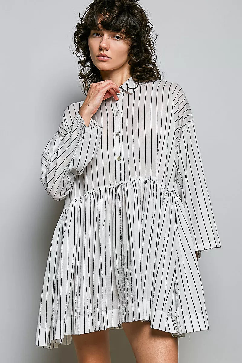 POL Striped Relaxed Fit Shirt Dress