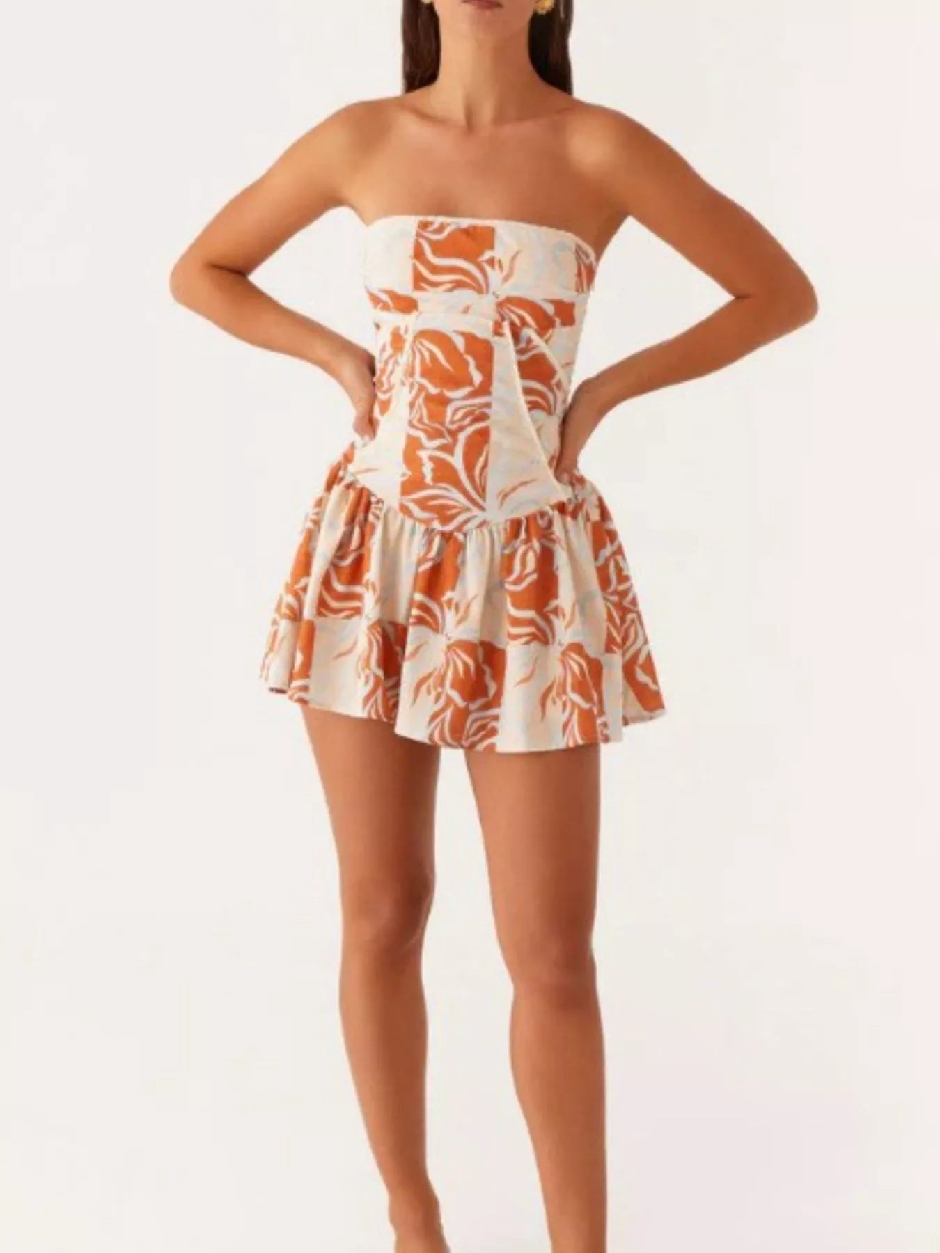 Lace Up Back Tube Dress