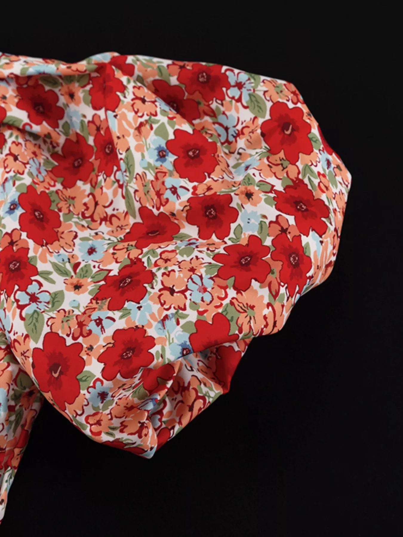 Ruched Floral Print Puff Sleeve Mini Dress