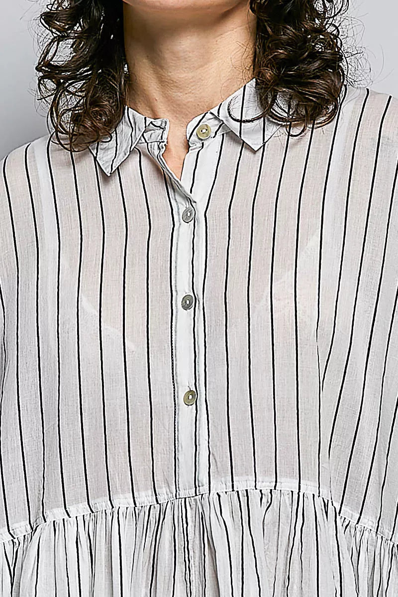POL Striped Relaxed Fit Shirt Dress