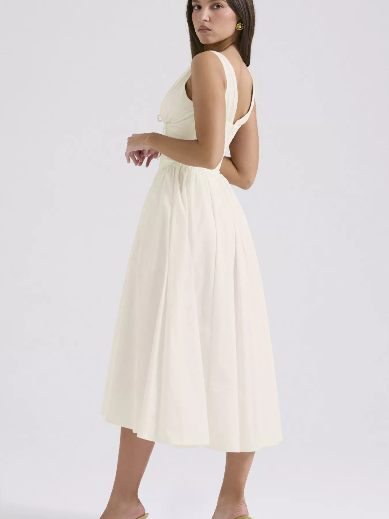 V-Neck Sleeveless Midi Dress