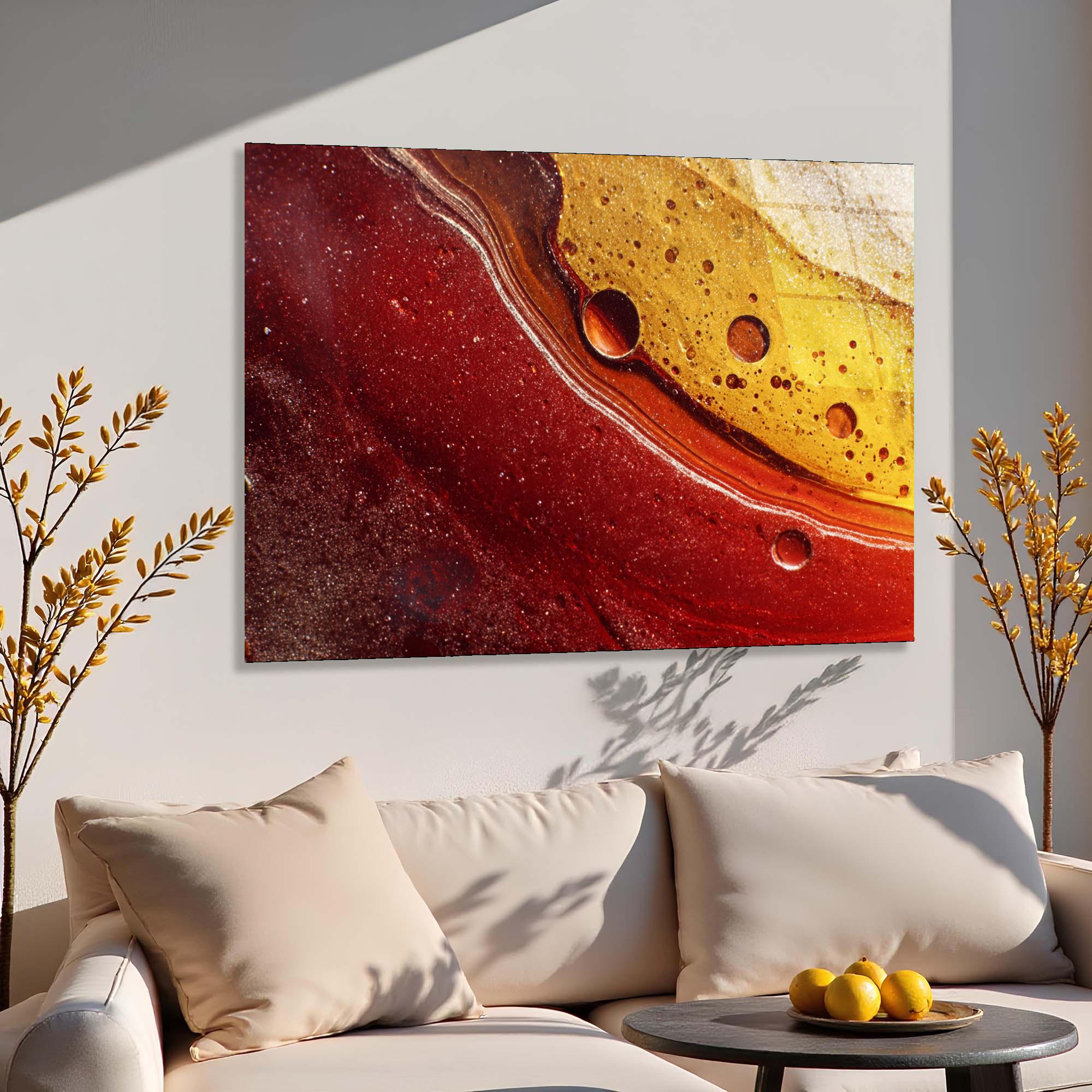 Molten Resin Flow Tempered Glass Wall Art | Abstract Luxury Decor