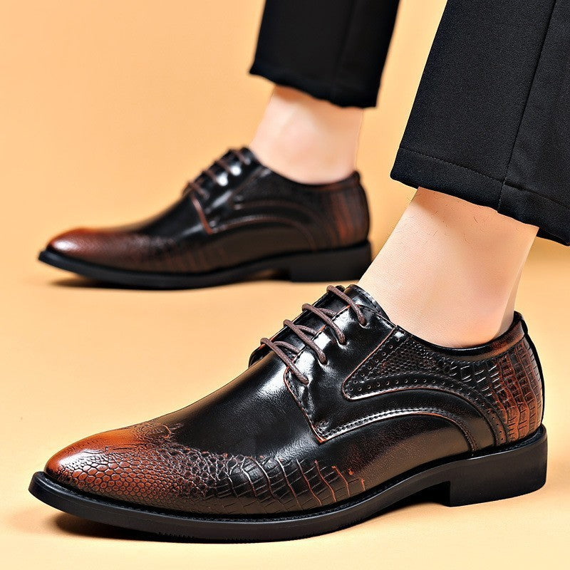 Mens Casual British-style Pointed-toe Leather Shoes Plus Size