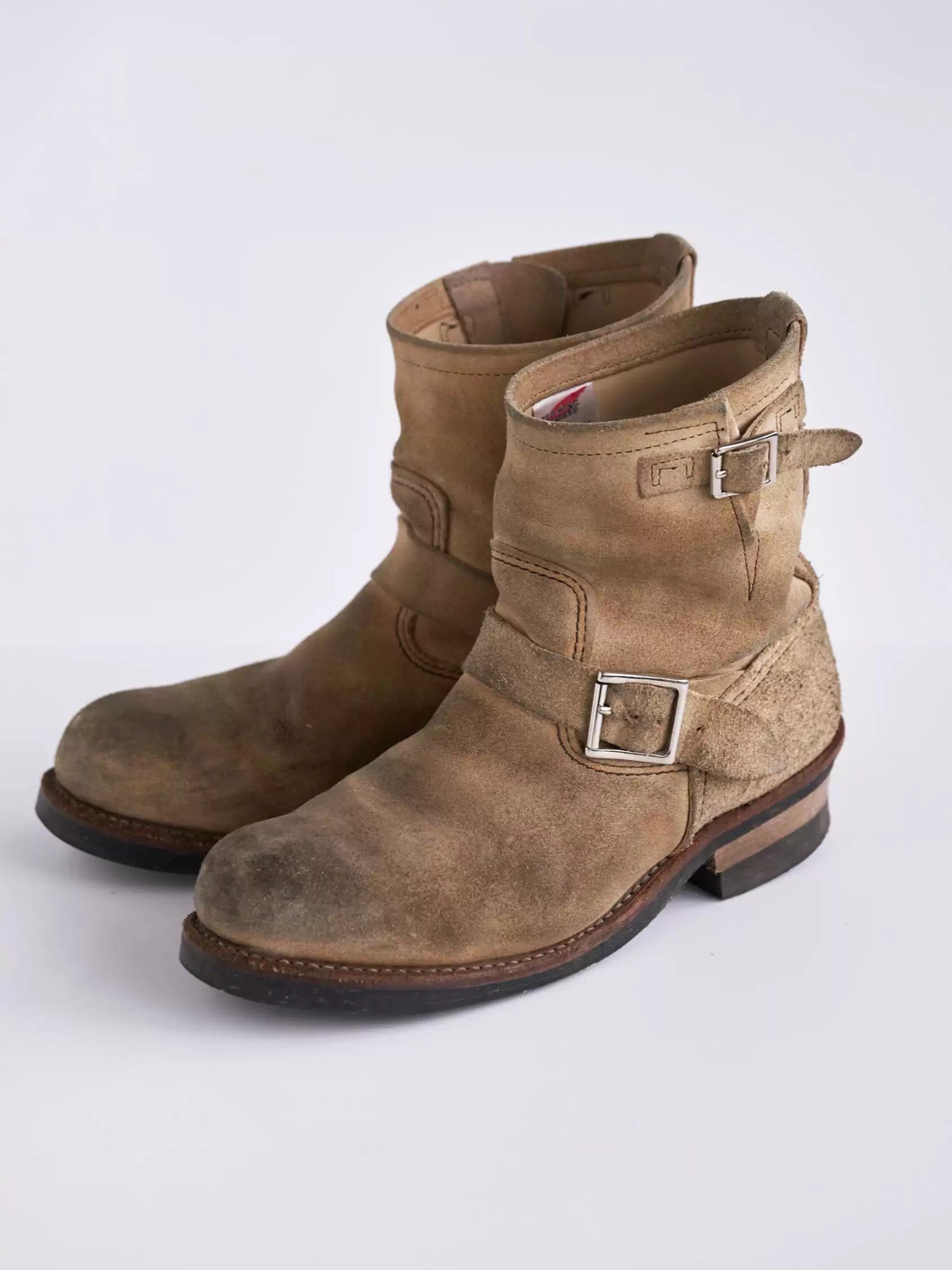 Retro Distressed Leather-buckle Short-shaft Engineer Boots