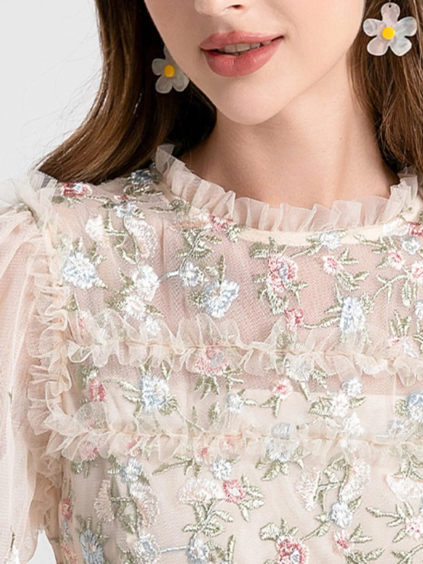 Floral Tulle Layered Maxi Dress
