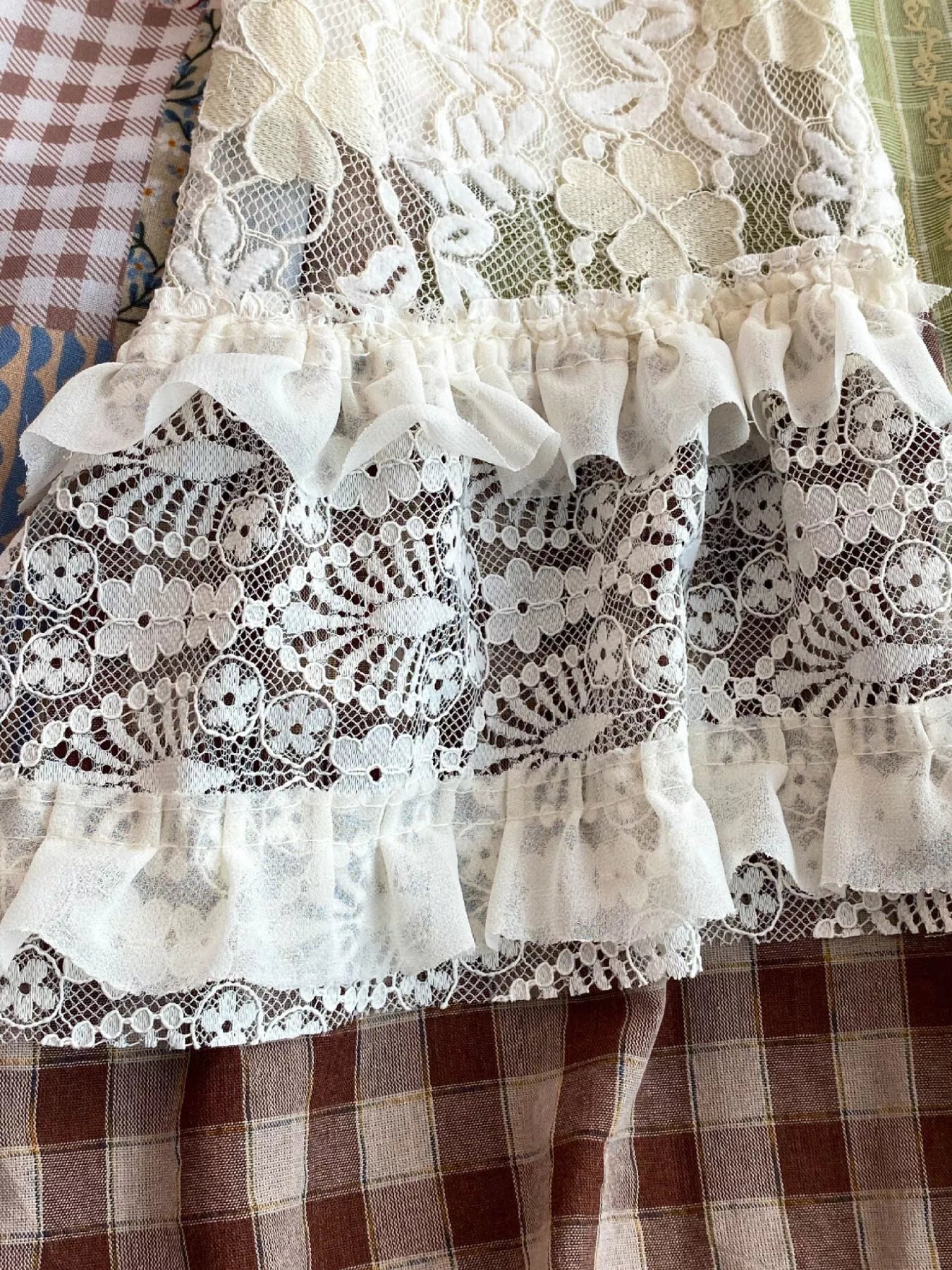 Patchwork Lace Trimmed A-Line Dress