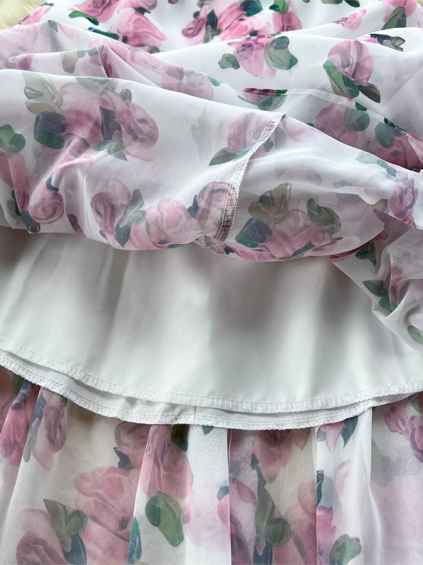 Floral Print Ruffle Hem Midi Dress