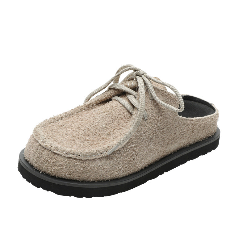 Genuine Leather Long-fur Boccon Slippers