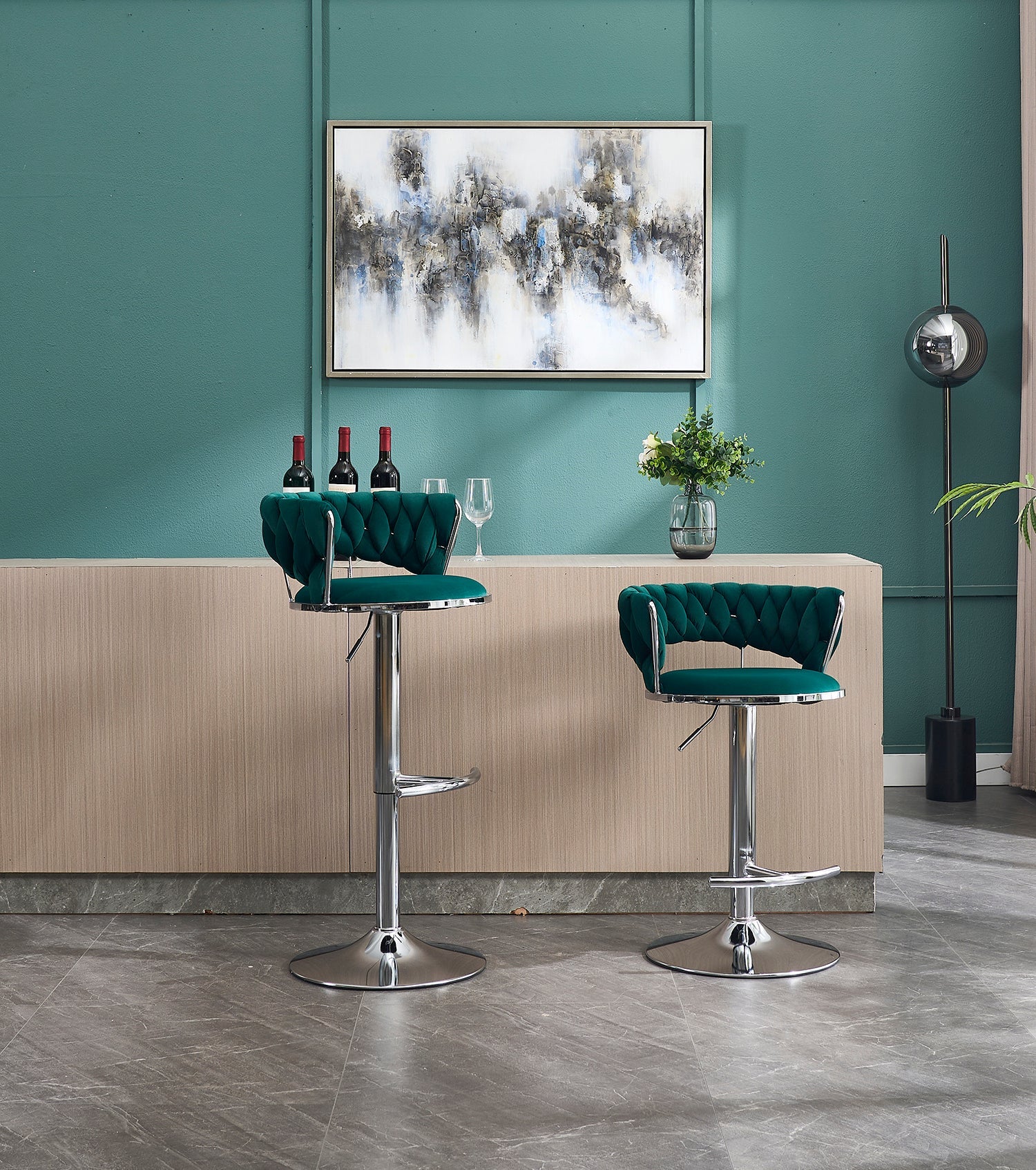 Set of 2 Bar Stools, with Strong Foam Seats
