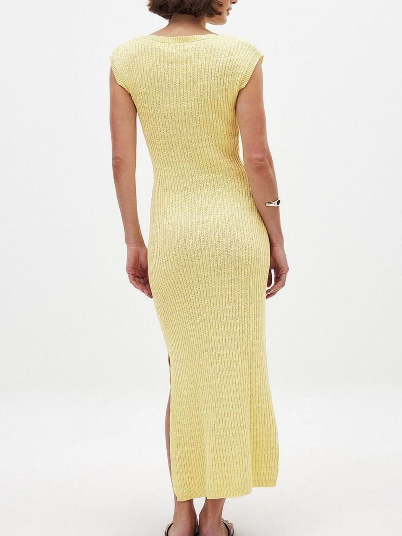 Side Slit Sleeveless Midi Knit Dress