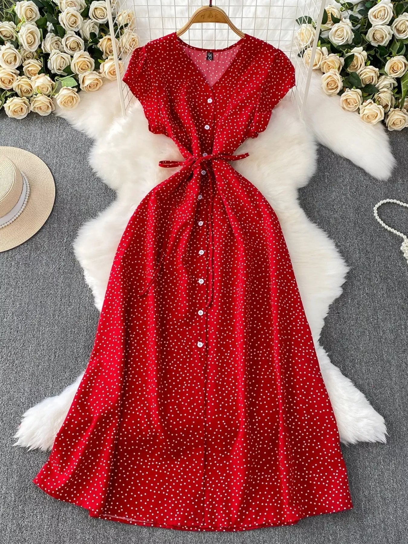 Polka Dot Button-Down Dress