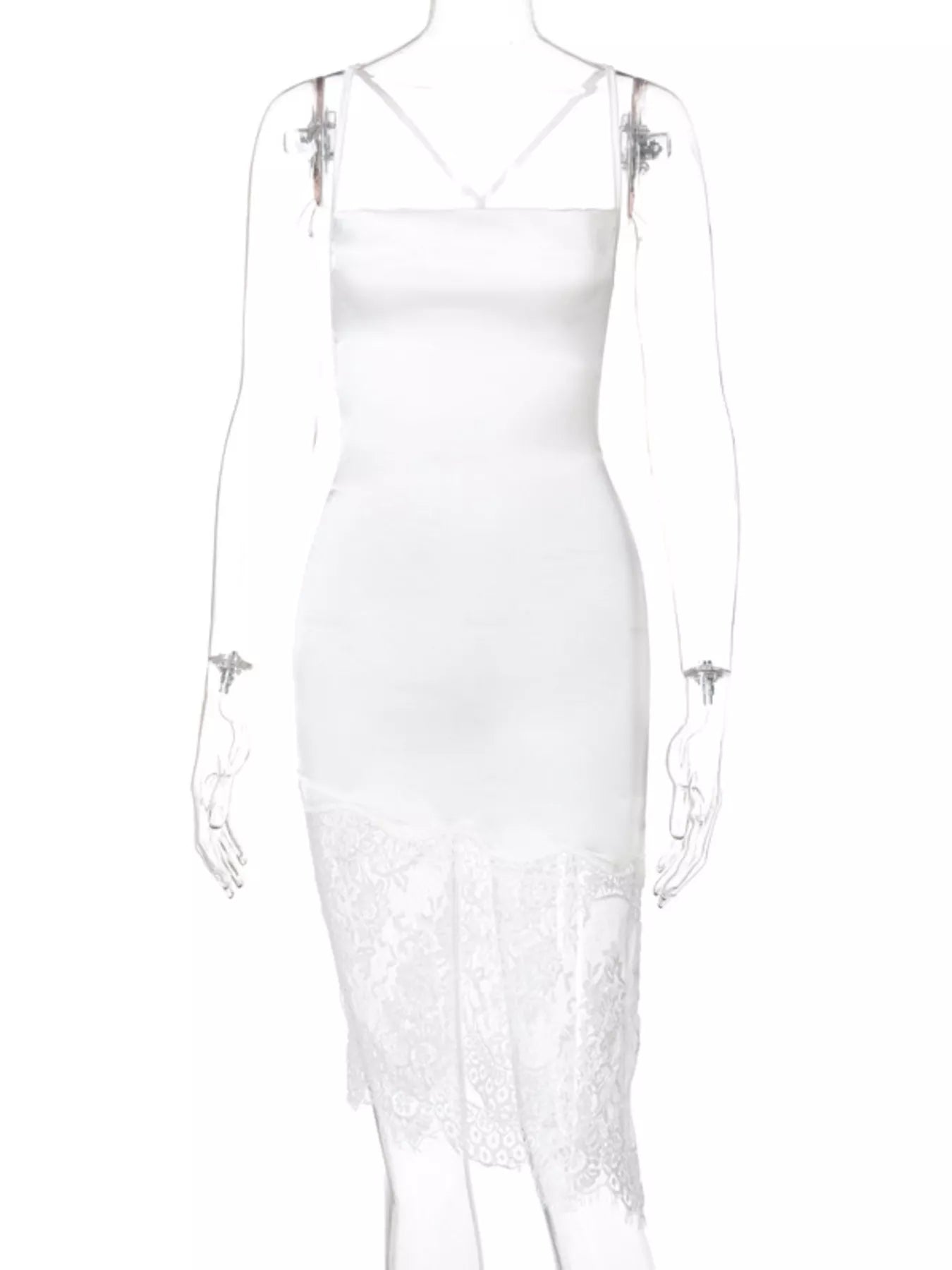 Satin Lace Trim Sleeveless Dress