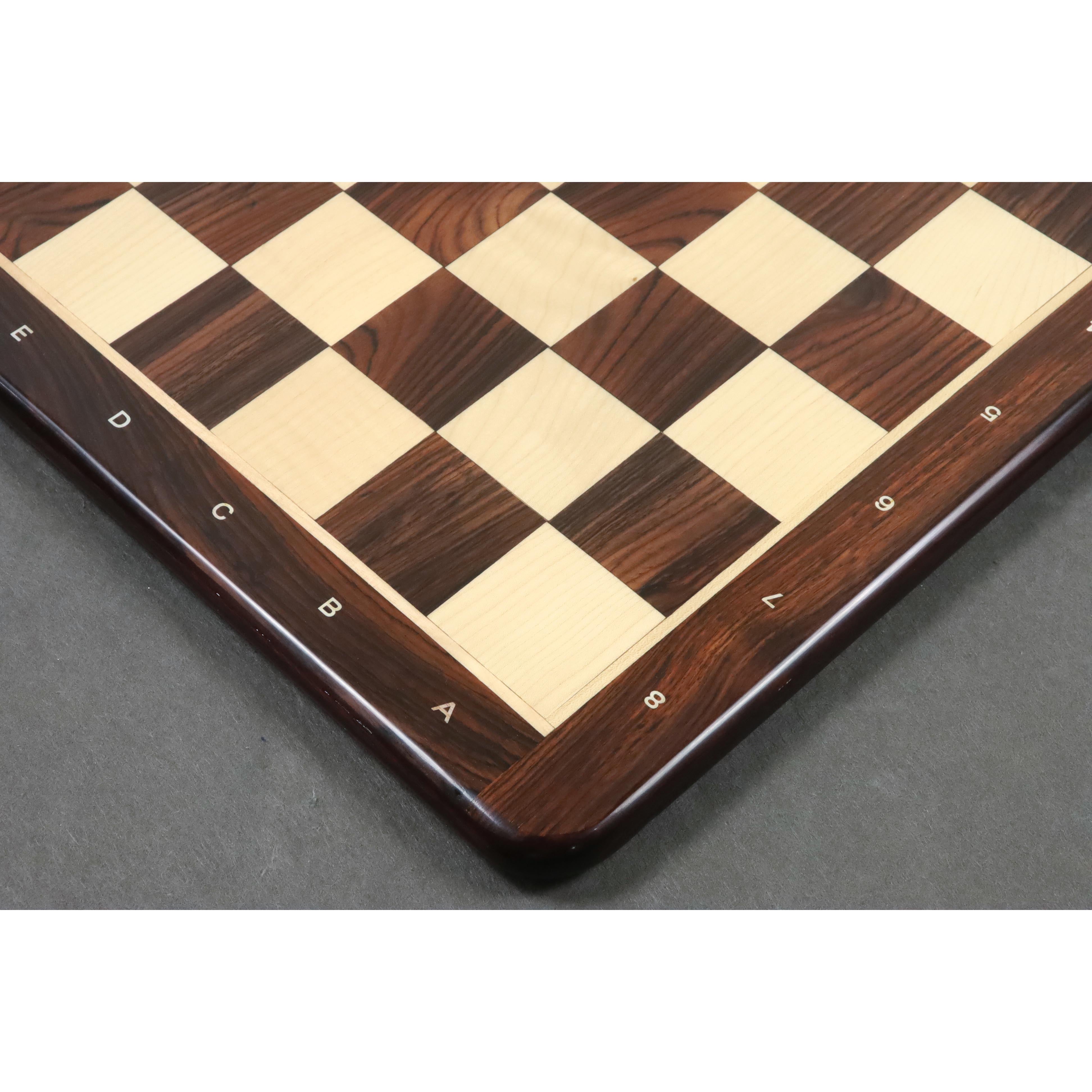 21" Flat Chessboard in Rosewood & Maple Wood - 55 mm Square- Algebraic Notations