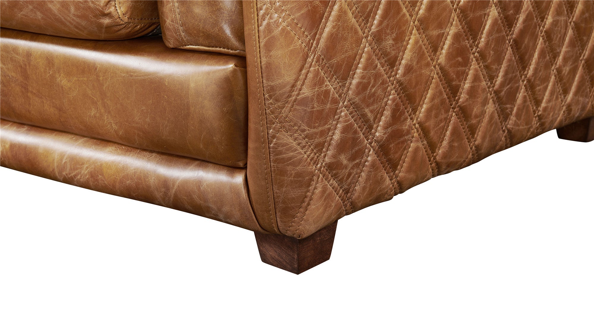 Waco Rustic Modern Love Seat - Light Brown Leather