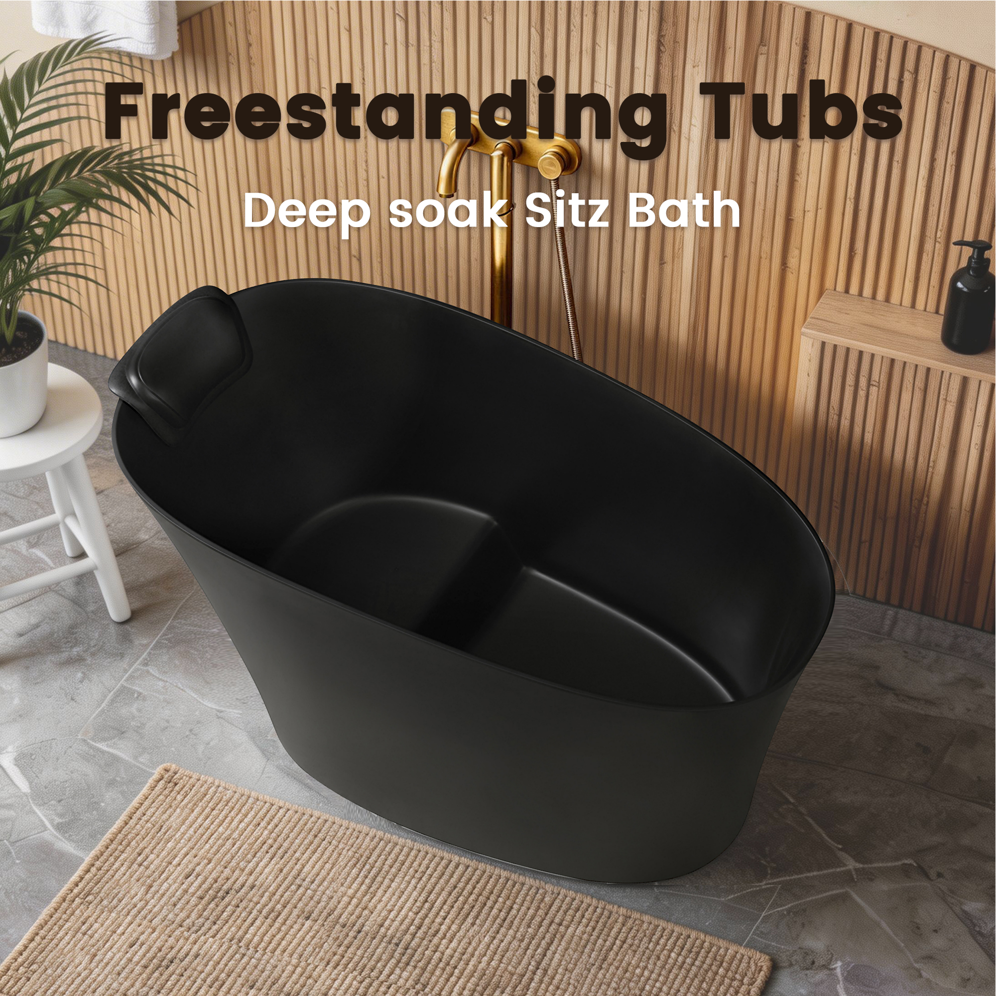 51" Solid Surface Oval Freestanding Bathtub