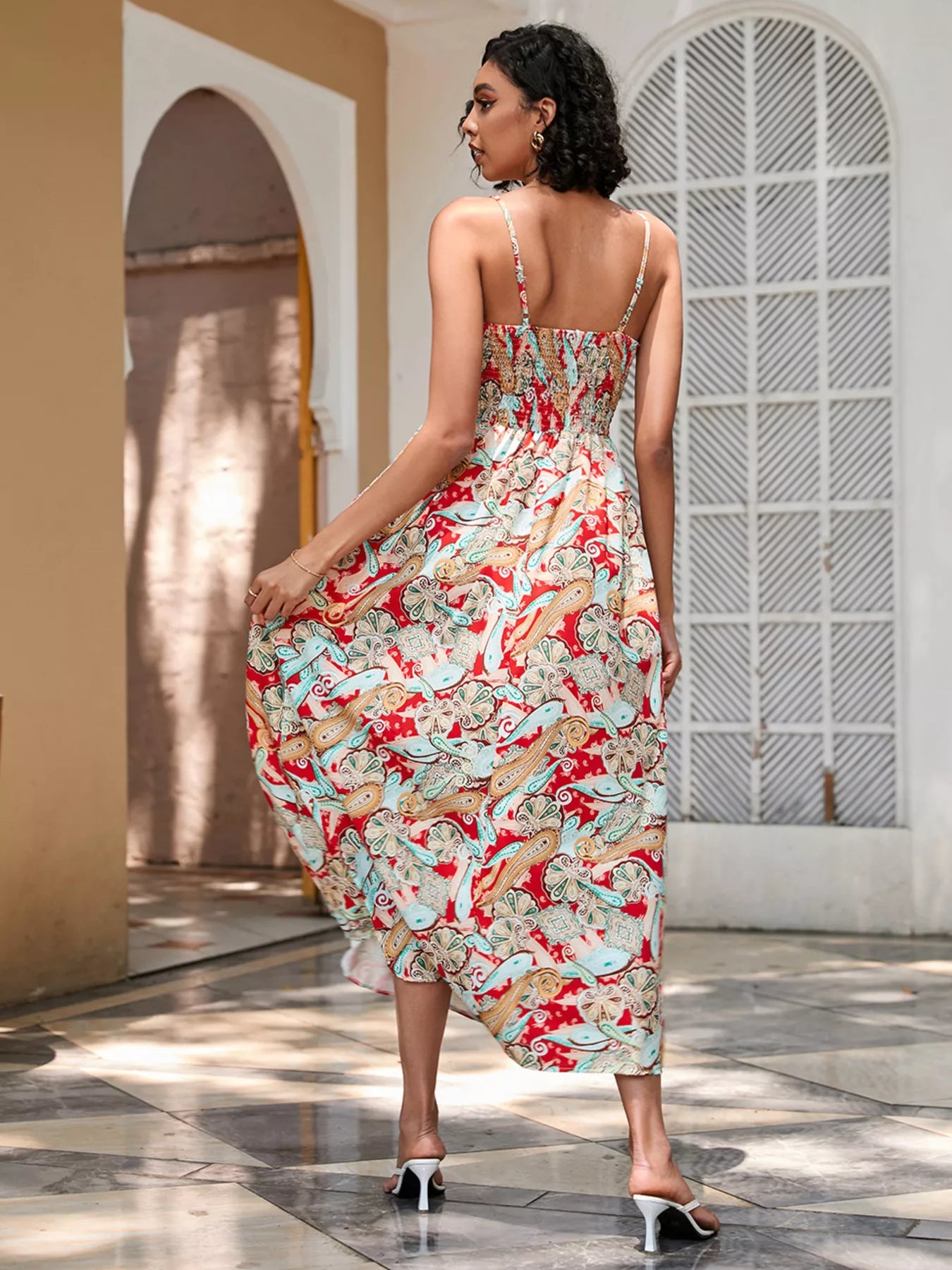 Floral Print Spaghetti Strap Midi Dress