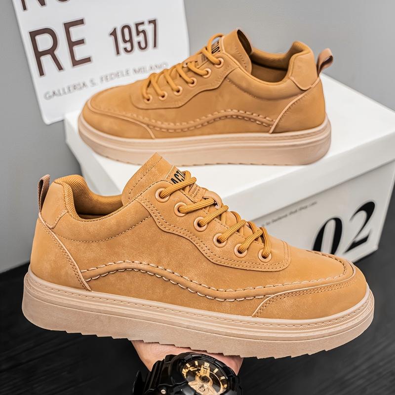 Men's New Breathable Platform Sneakers, Trend Versatile Casual Skate & Leather Fashion Shoes