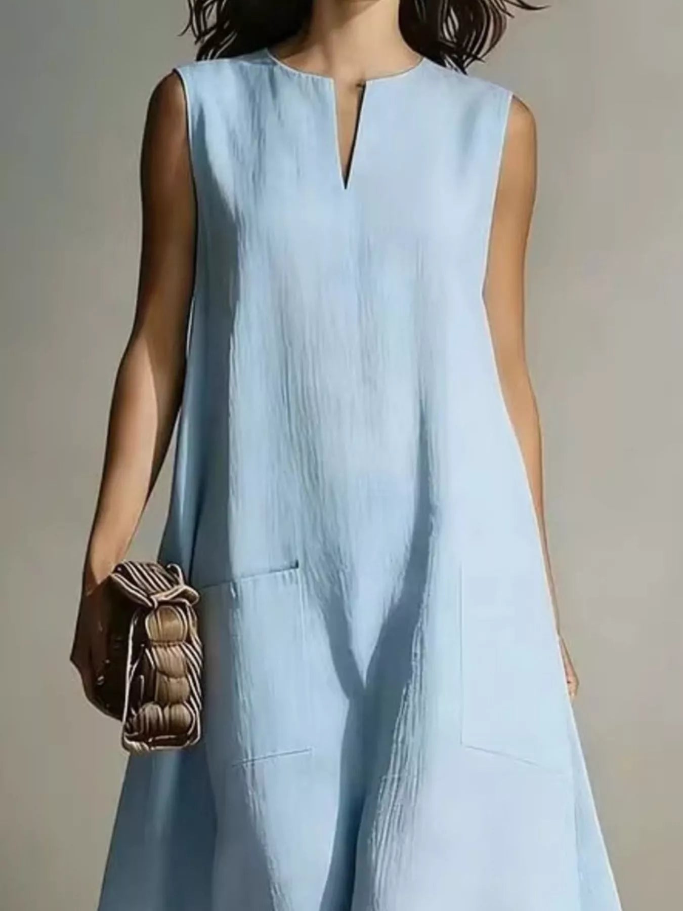 Full Size Notched Sleeveless Maxi Dress Plus Size