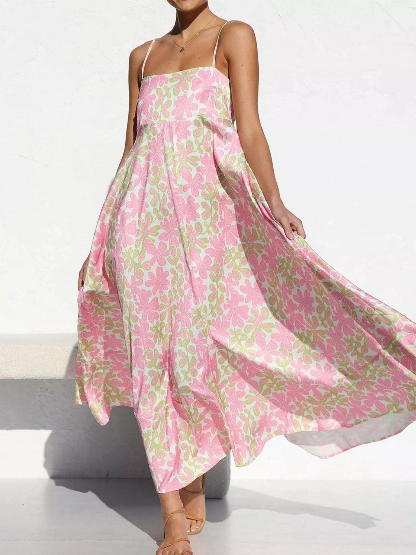 Printed Spaghetti Strap Maxi Dress