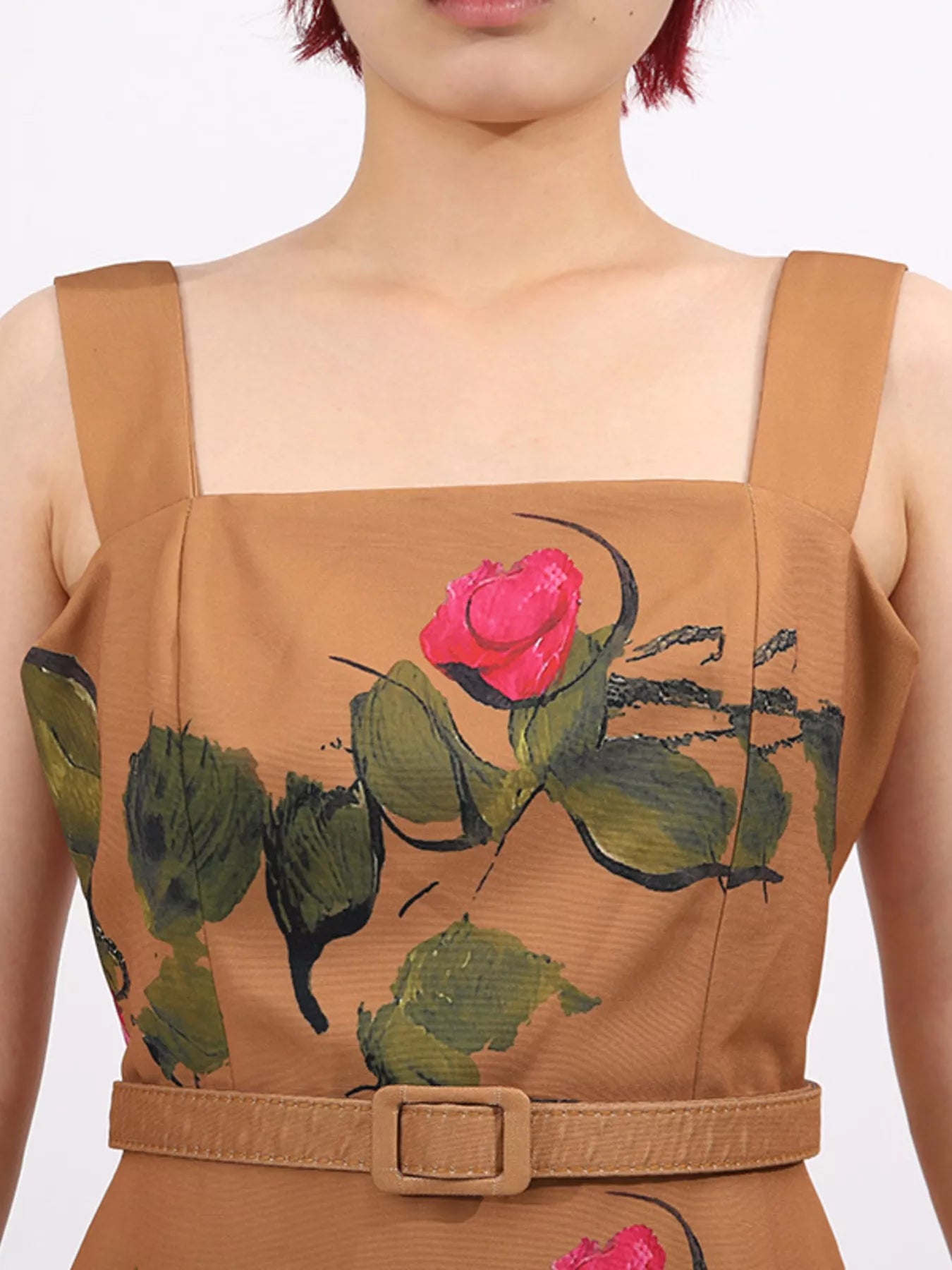Floral Print Square Neck Midi Dress