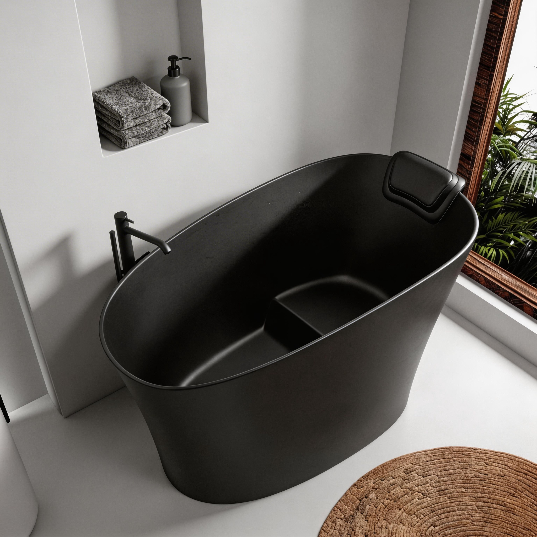 51" Solid Surface Oval Freestanding Bathtub