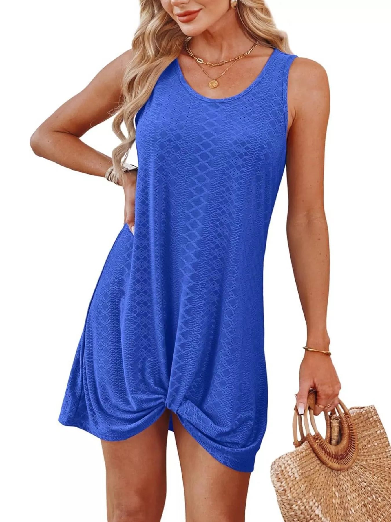 Sleeveless Knotted Hem Tank Dress