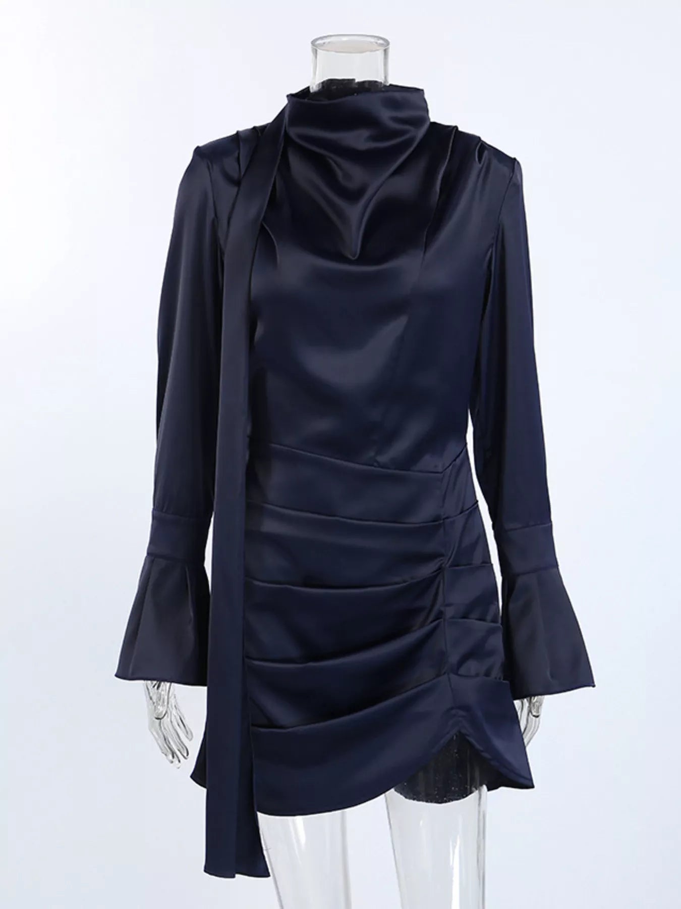 Mock Neck Flounce Sleeve Dress