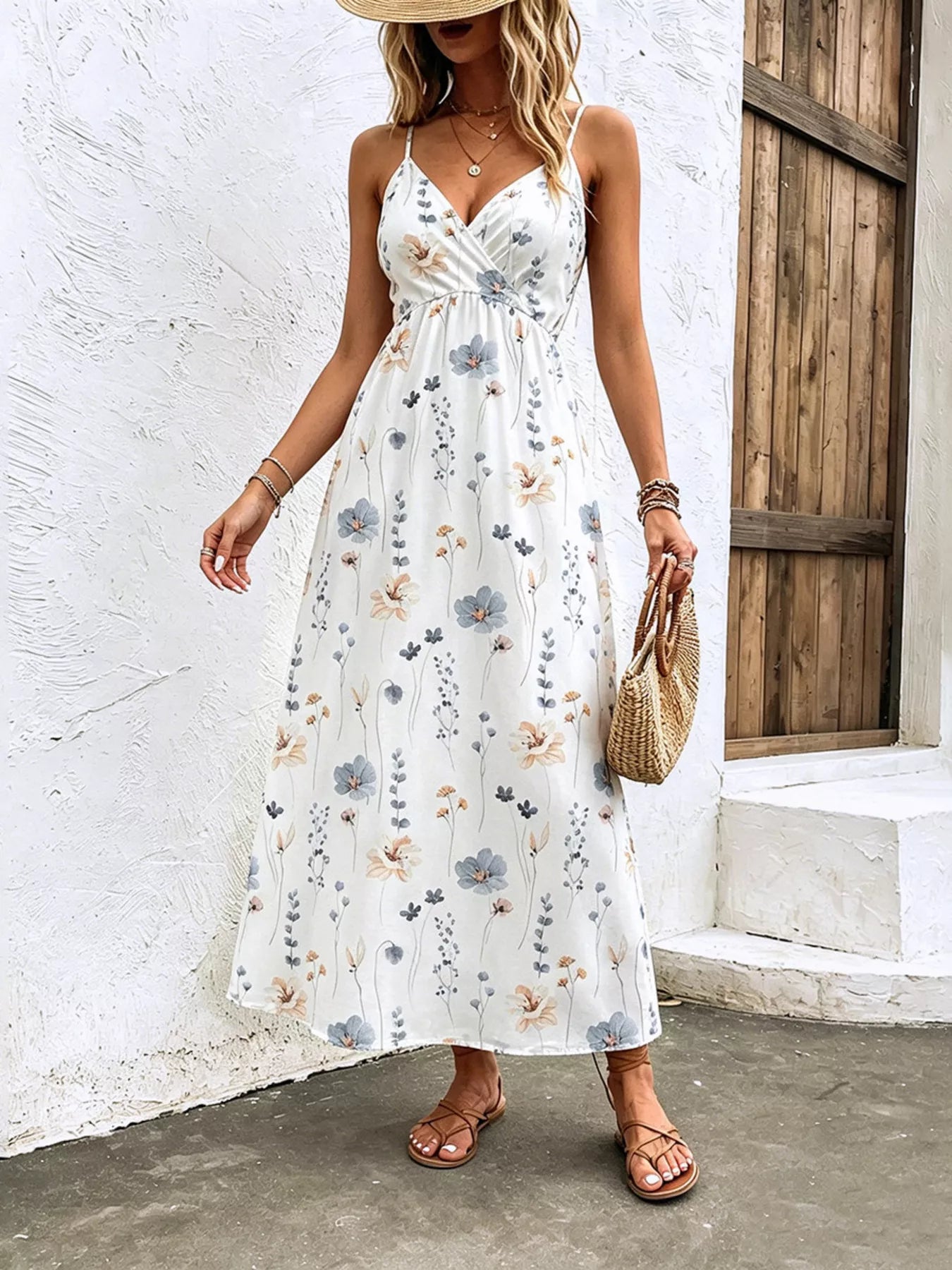 Floral Print Spaghetti Strap Midi Dress