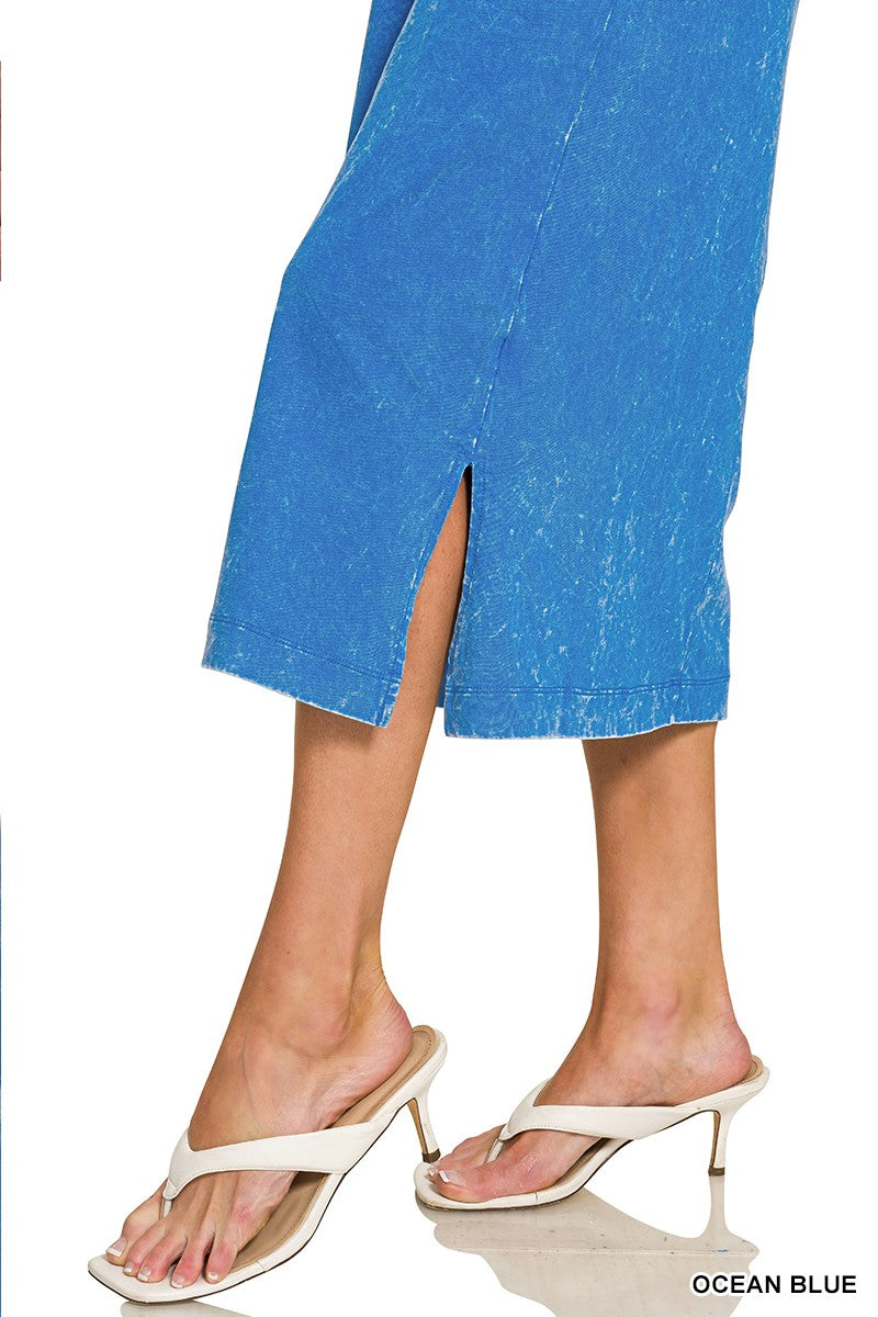 Zenana Washed Exposed Seam Short Sleeve T-Shirt Dress