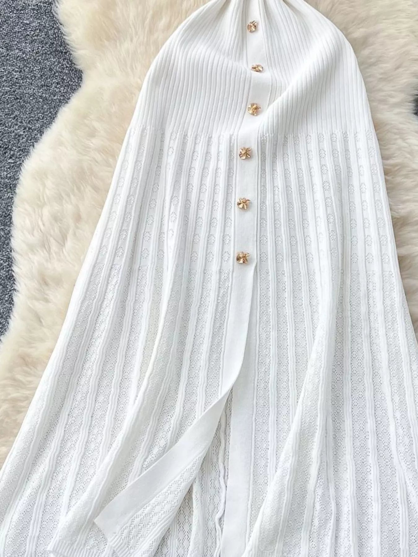 Button Front Short Sleeve Knit Dress