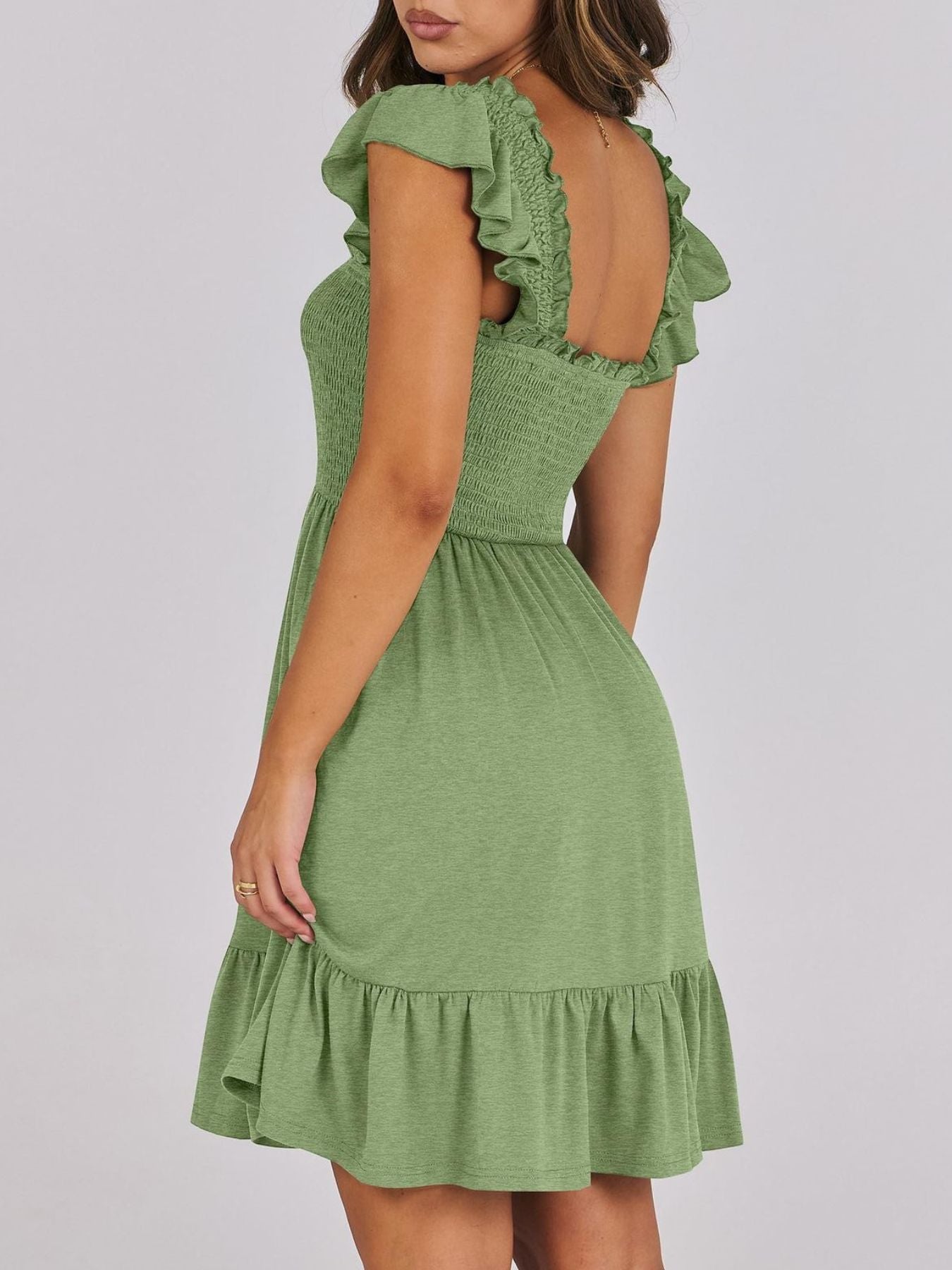Smocked Ruffle Hem Mini Dress