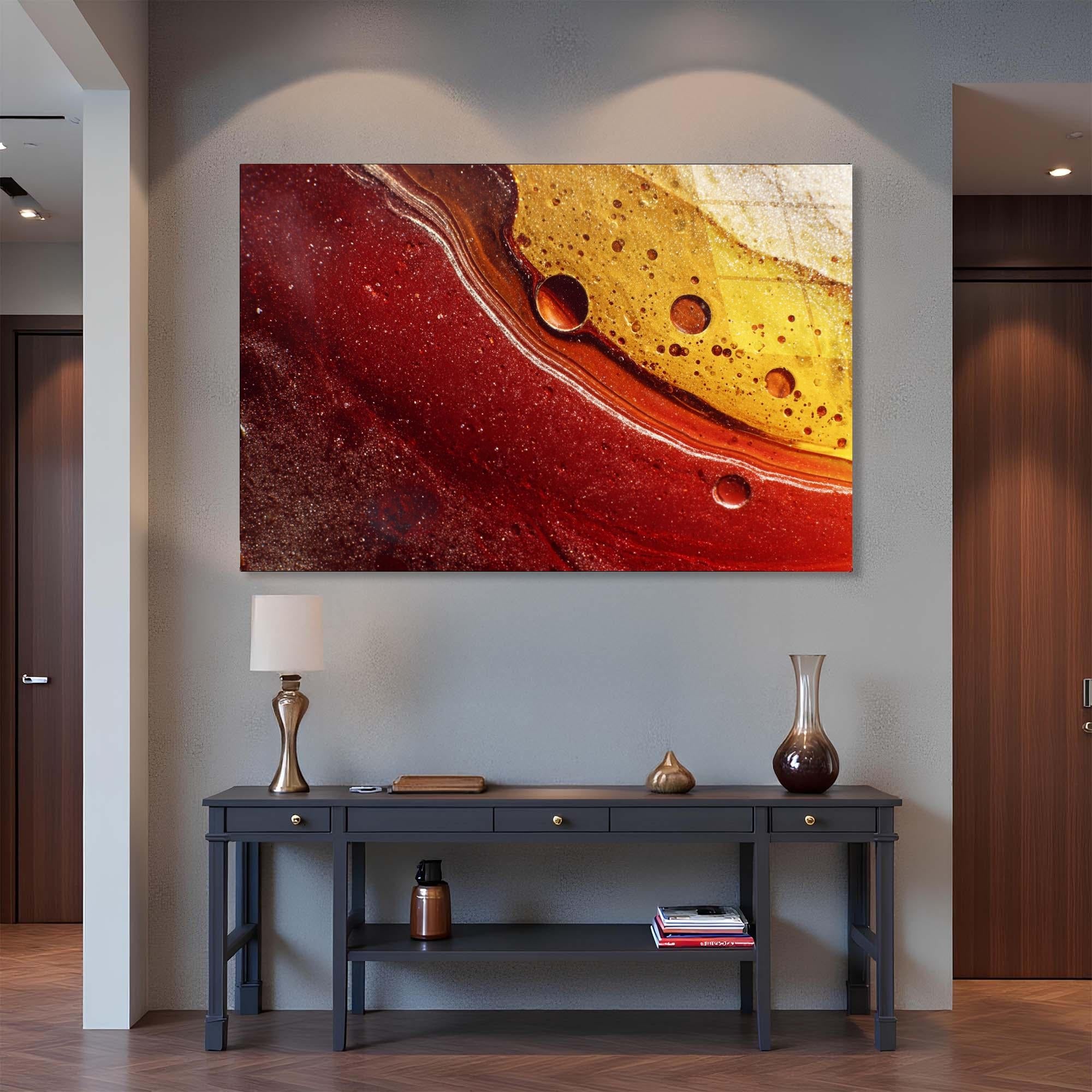 Molten Resin Flow Tempered Glass Wall Art | Abstract Luxury Decor