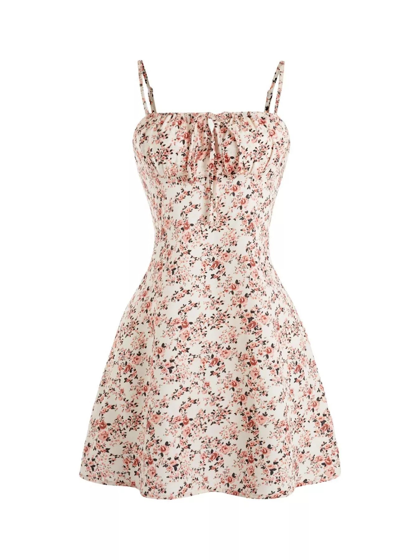 Floral Print Tie Strap Mini Dress