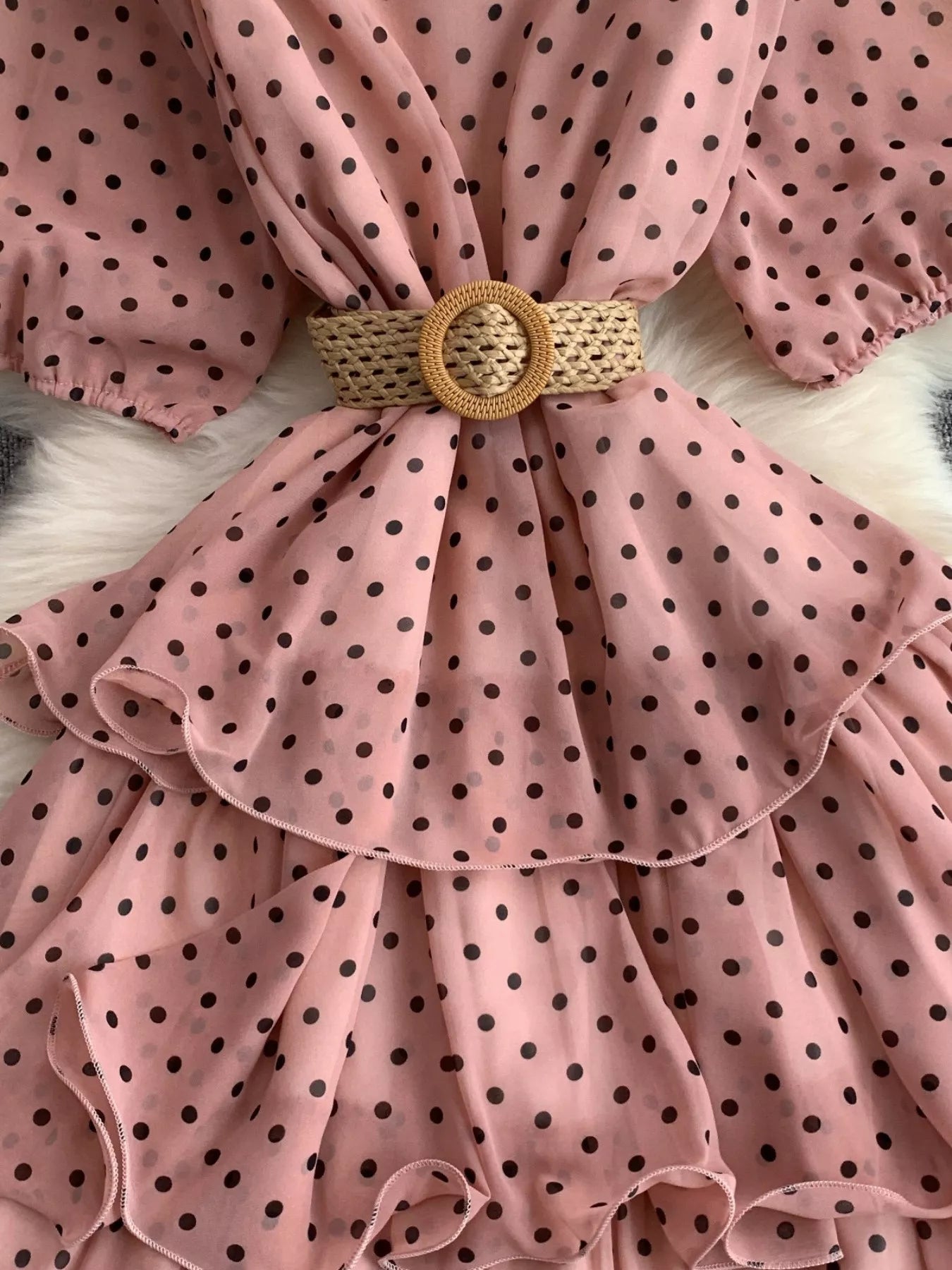 Polka Dot Ruffled Tiered Dress