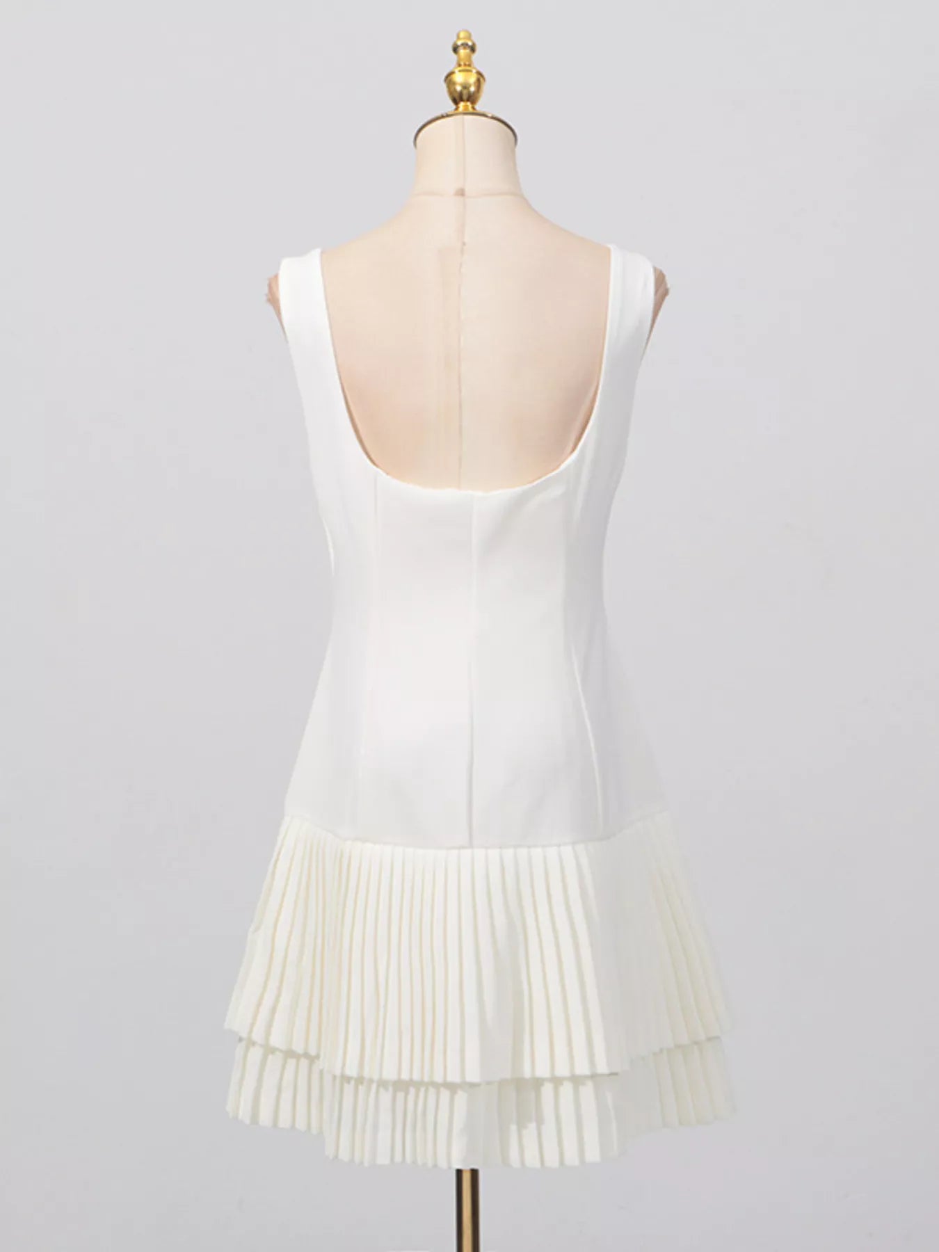 Square Neck Pleated Mini Dress